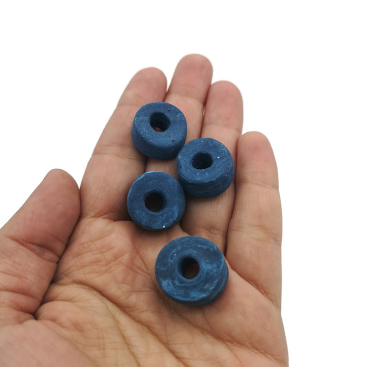 Handmade Ceramic Beads For Jewelry Making, 4 Pcs Clay Beads, Large Hole Beads, Dreadlock Beads, Unique Donut Bead Unusual - Ceramica Ana Rafael