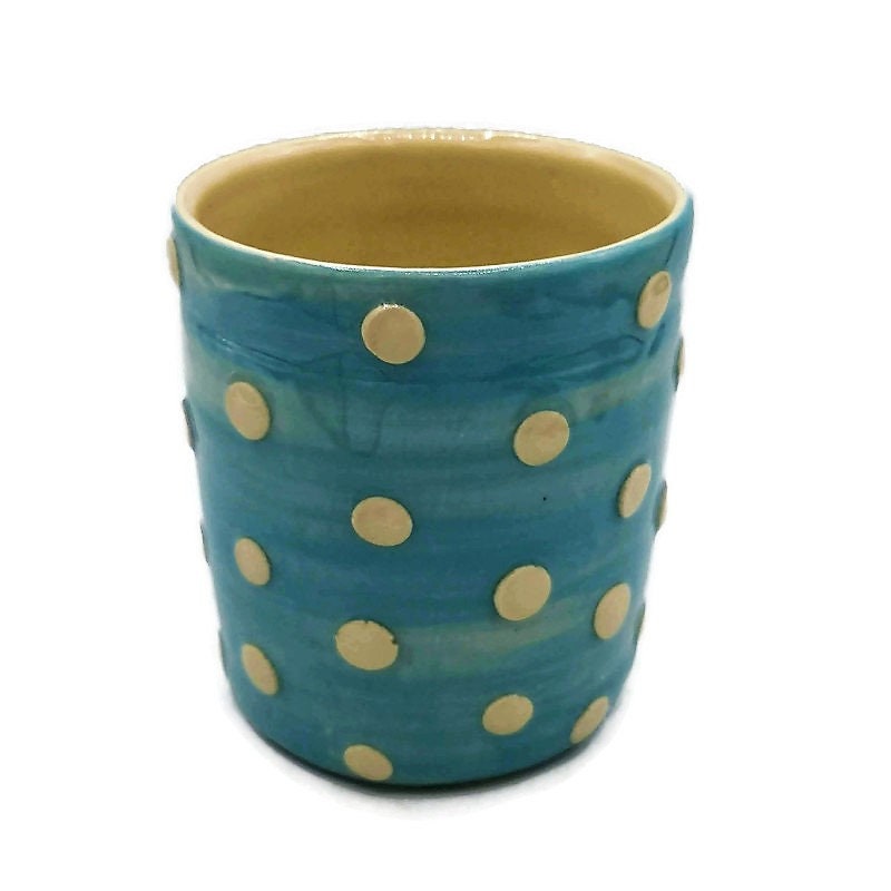 Large Utensil Holder For Kitchen Counter, Utensil Organizer Blue With White Dots, Unique Wedding Gift For Couple, Handmade New Home Gift - Ceramica Ana Rafael