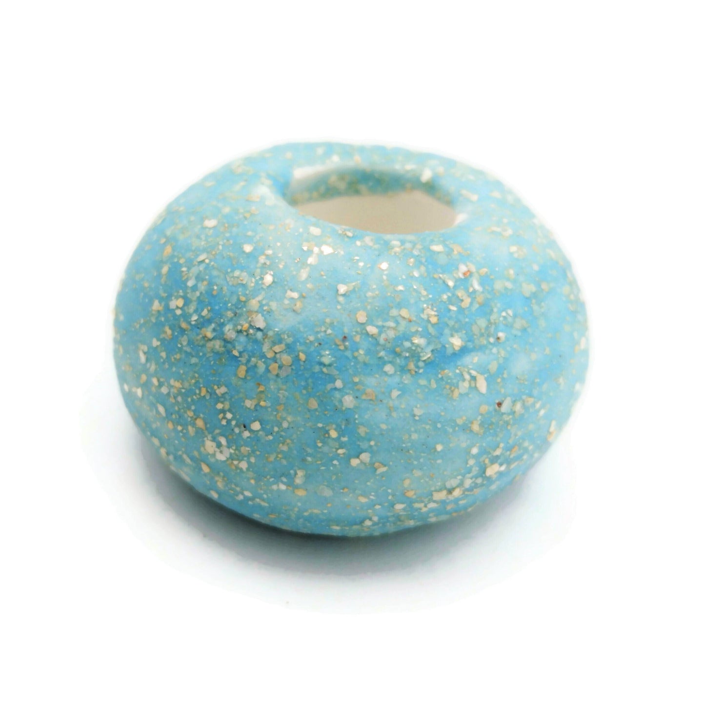 unique beads for jewelry making, handmade ceramic large macrame beads large hole, round sparkly beads for crafts, clay beads - Ceramica Ana Rafael