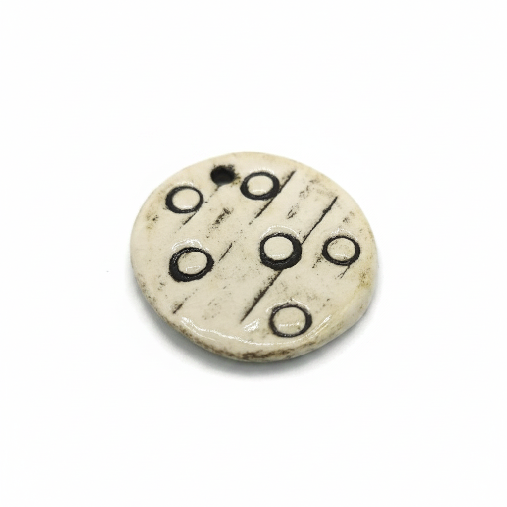 40mm handmade ceramic pendant with circles design