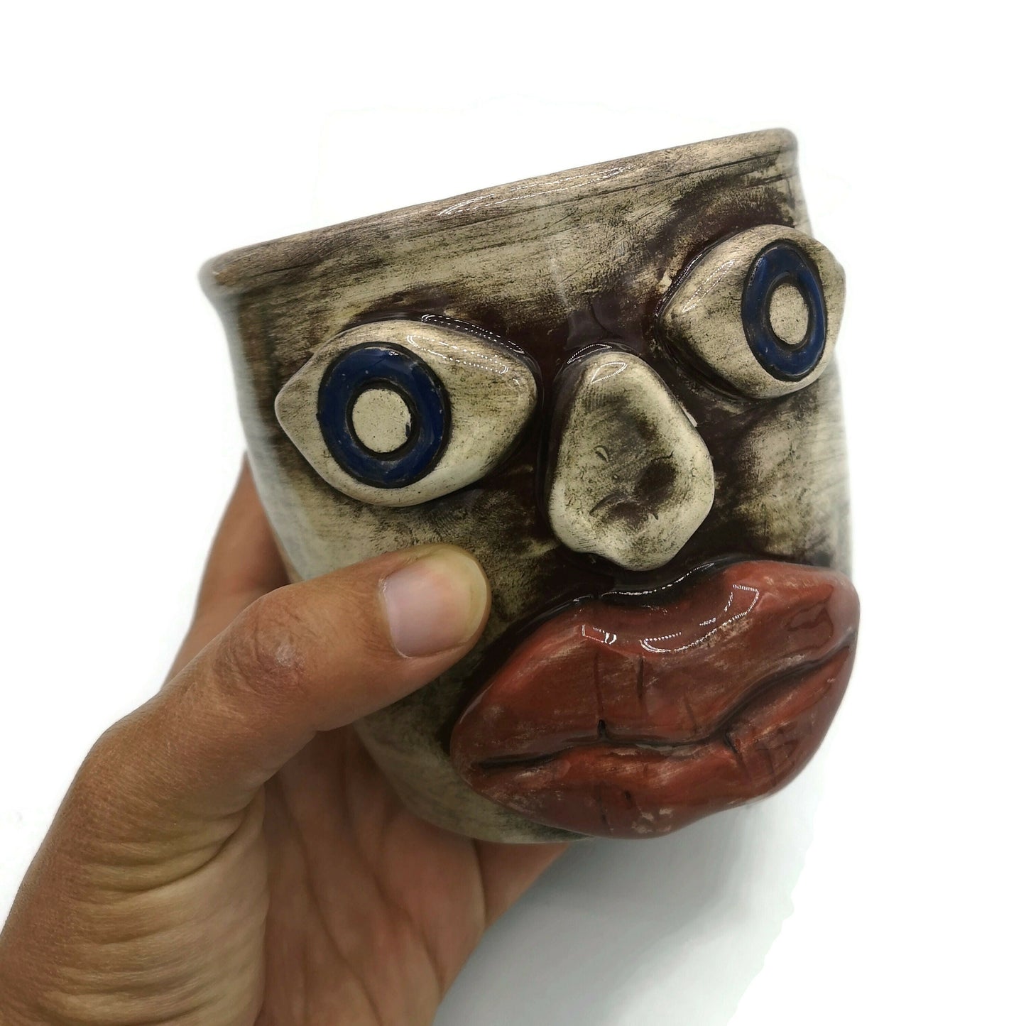 FACE PLANT POT, ceramic 9th anniversary gift for husband, face planter office desk accessories for men, Best Gifts For Him - Ceramica Ana Rafael