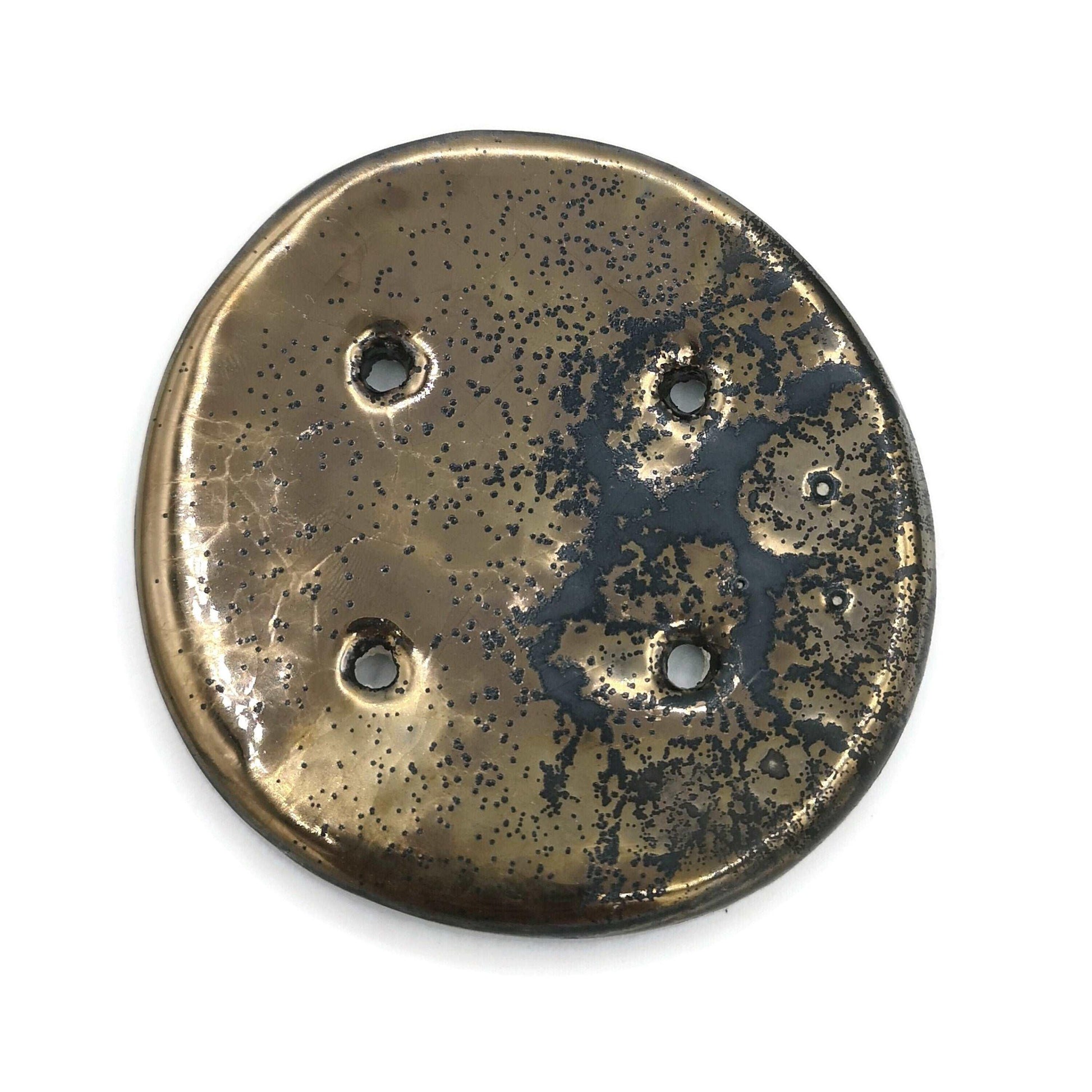 1Pc 55mm Extra Large Handmade Ceramic Round Sewing Button, Decorative Coat Buttons, 4 Hole Artisan Novelty Button For Knitting And Crochet