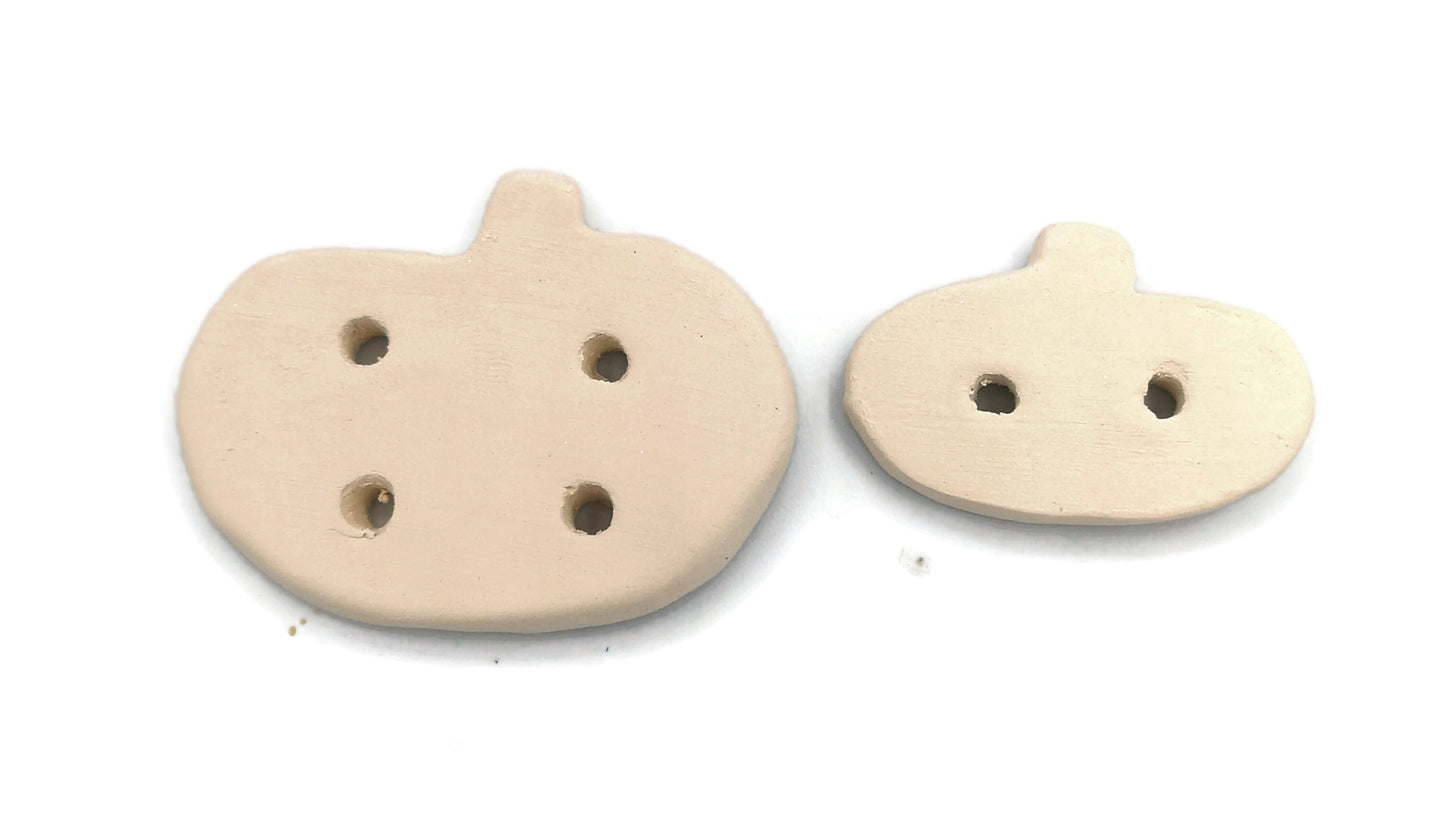 6/10Pc Handmade Ceramic Bisque Pumpkin Sewing Buttons For Crafts, Blank Novelty Halloween Clay Buttons Ready To Paint - Ceramica Ana Rafael