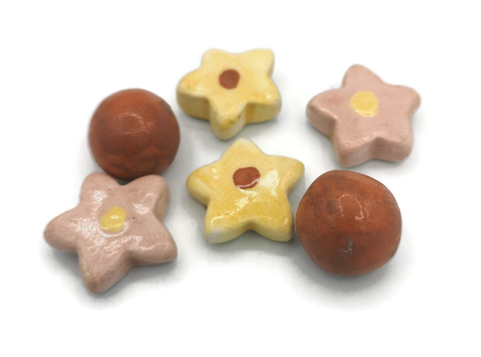 Assorted Cabochons For Jewelry making, Handmade Ceramic Beads Without Hole, Round Cabochon - Ceramica Ana Rafael