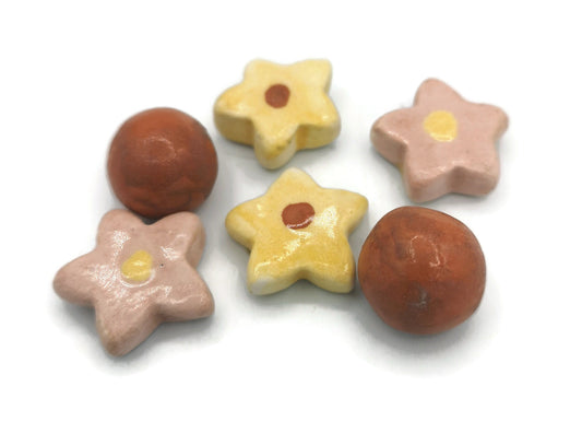 Assorted Cabochons For Jewelry making, Handmade Ceramic Beads Without Hole, Round Cabochon - Ceramica Ana Rafael