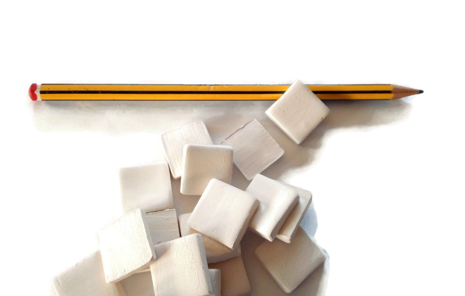 20Pc 20mm Handmade Small Bisque Ceramic Mosaic Tiles For Crafts, Blank Tiny Unpainted Squares or Stars Ready to Paint - Ceramica Ana Rafael