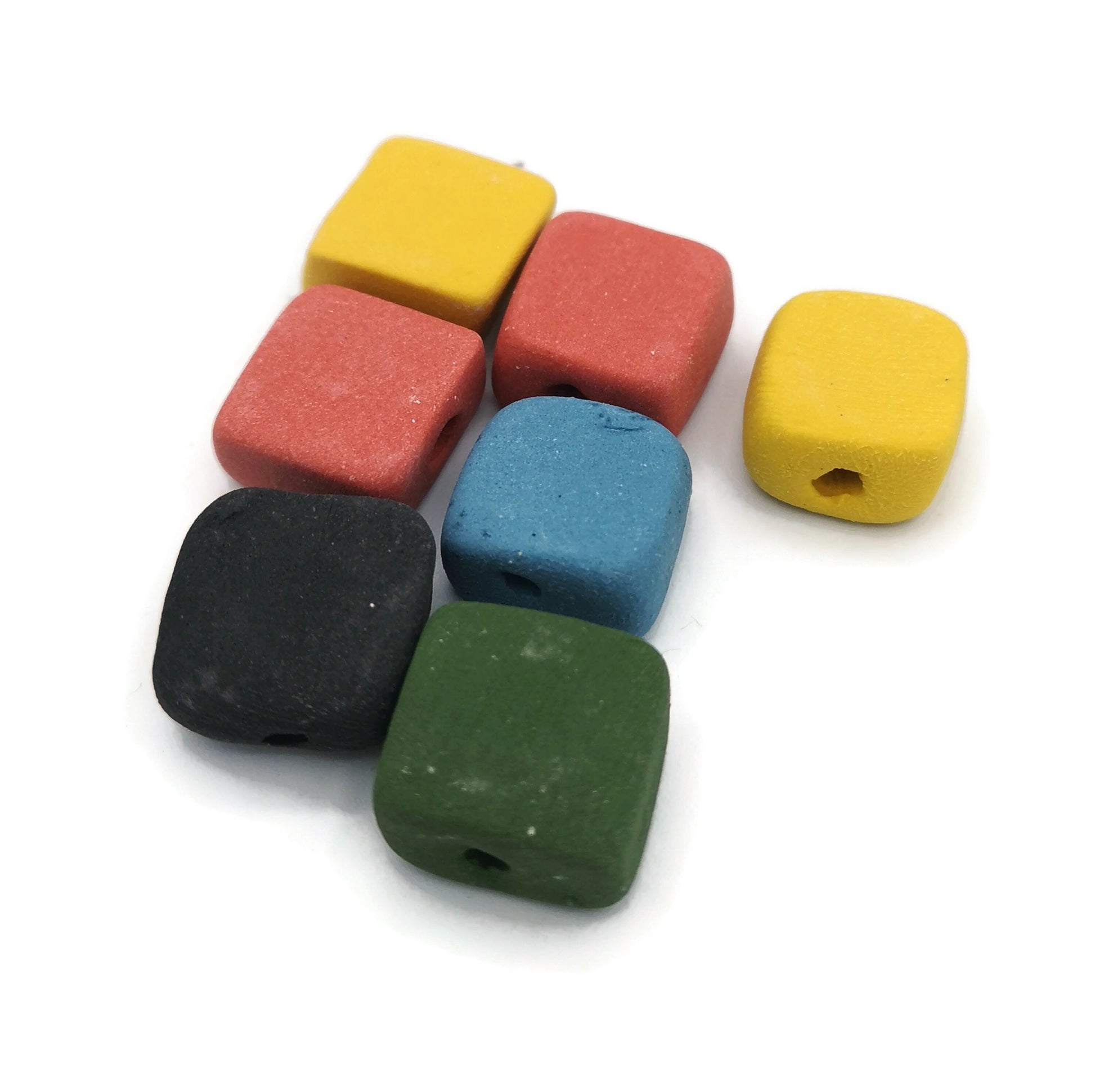 6Pc 15mm Ceramic Beads For Jewelry Making, Matte Assorted Beads For Bracelet, Clay Beads For Crafts, Handmade Macrame Beads Large Hole 2mm - Ceramica Ana Rafael