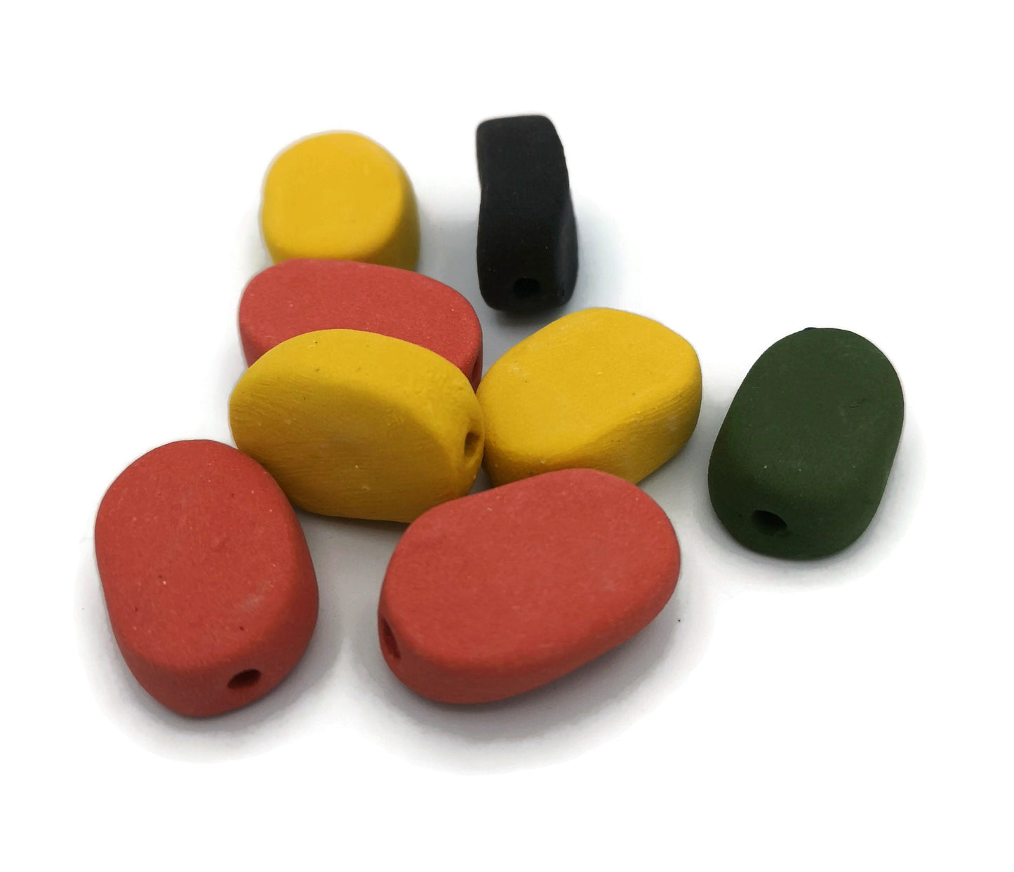 8Pc 20mm Handmade Ceramic Extra Large Oval Beads For Jewelry Making, Assorted Colorful Macrame Beads Large Hole 2 mm, Unique Clay Beads - Ceramica Ana Rafael
