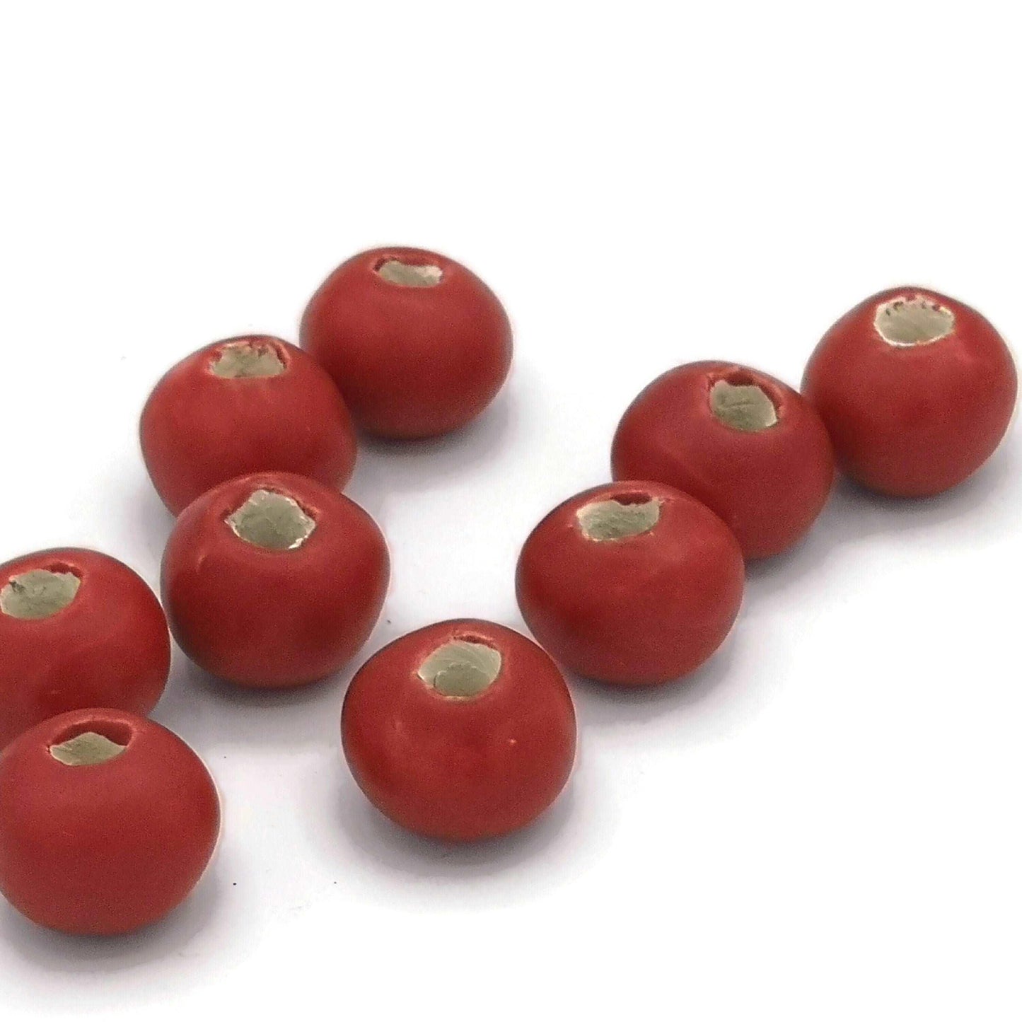 1Pc 20/25/30mm Matte Red Extra Large Handmade Ceramic Beads For Jewelry Making, Macrame Beads Large Hole 7mm, Jumbo Bubblegum Beads