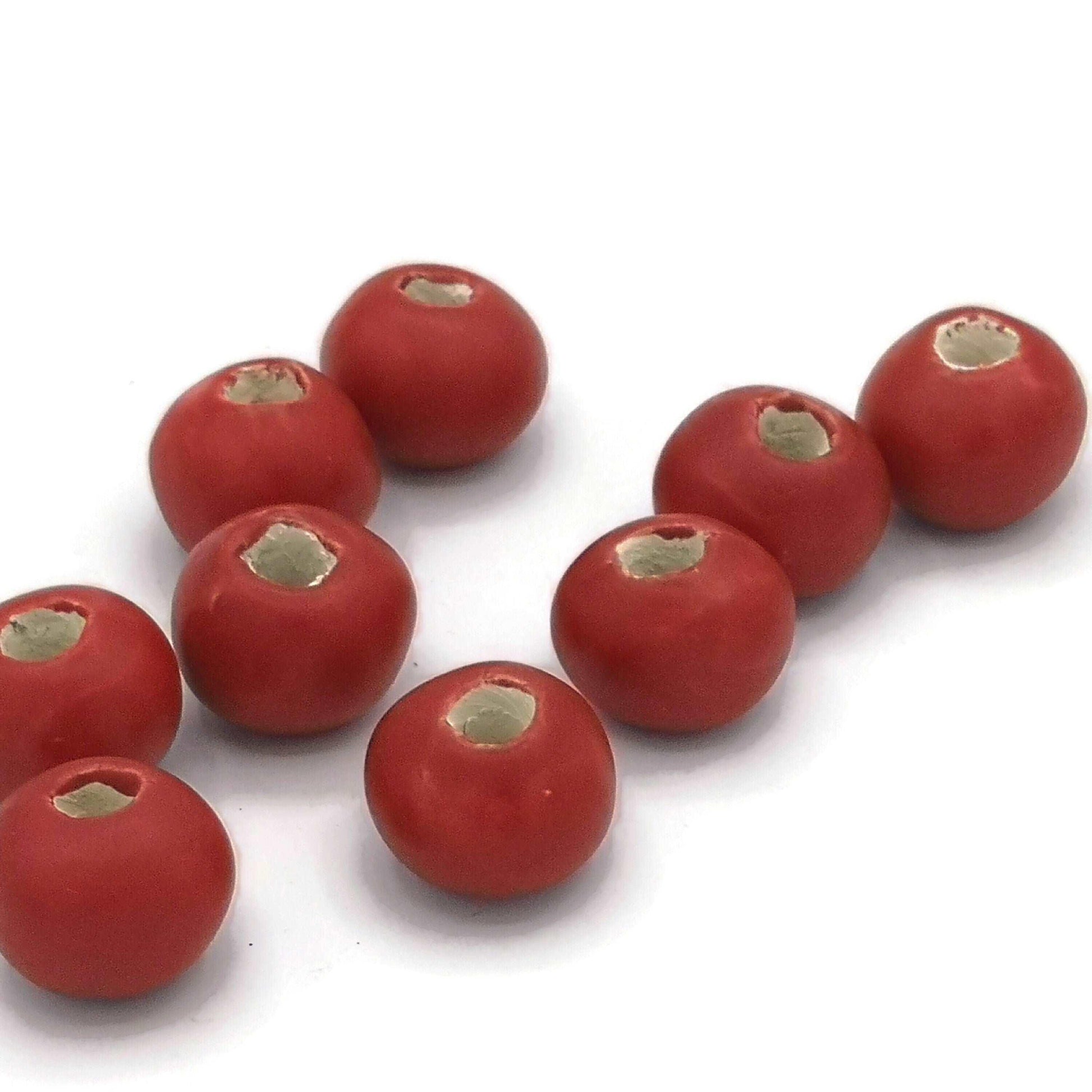 1Pc 20/25/30mm Matte Red Extra Large Handmade Ceramic Beads For Jewelry Making, Macrame Beads Large Hole 7mm, Jumbo Bubblegum Beads