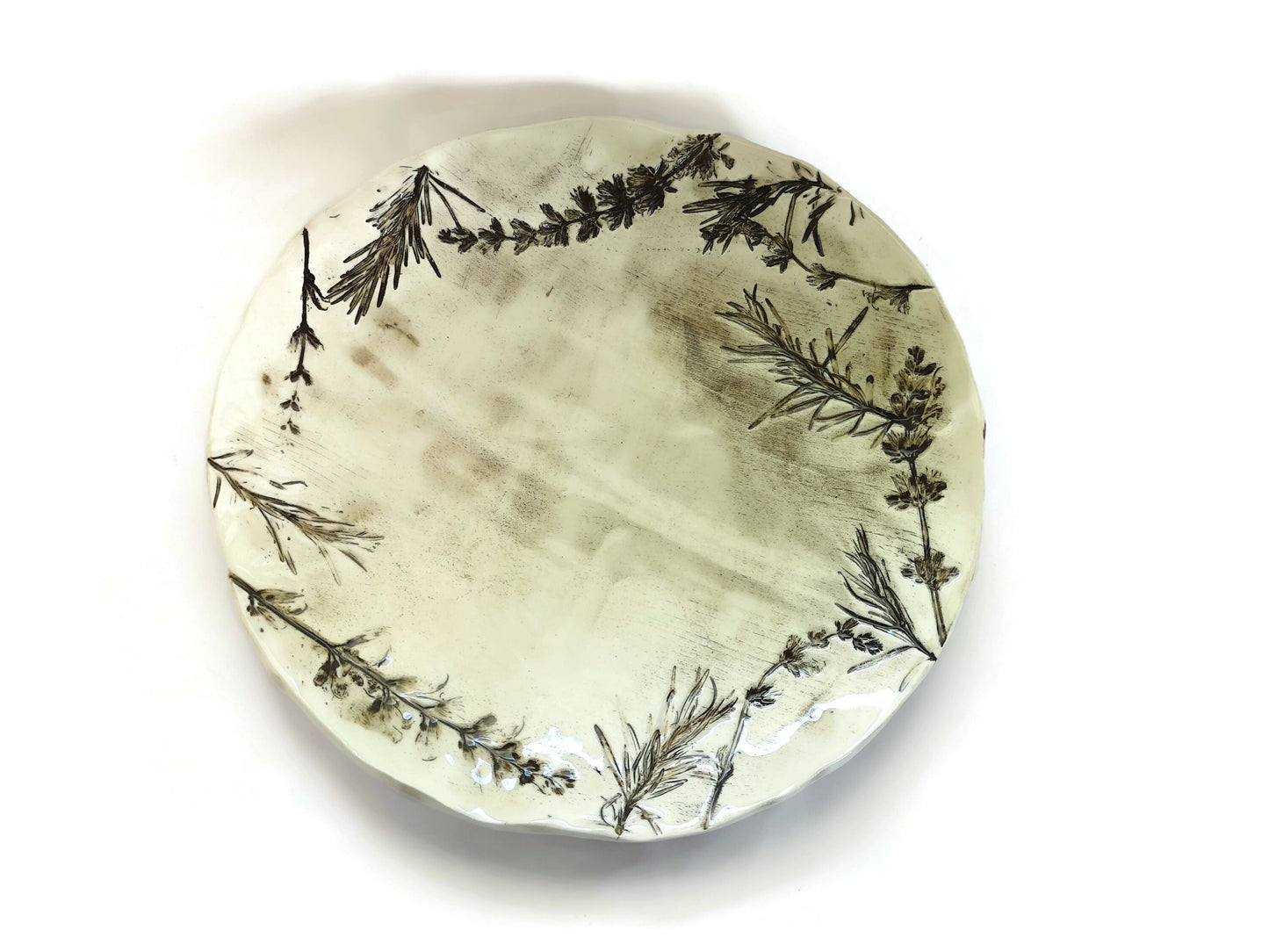 Handmade Ceramic Plate Flower Texture, Wall Decor Best Gifts For Her, Best Seller Plant Mom Gift For Women, Rustic Pottery Plate For Display - Ceramica Ana Rafael