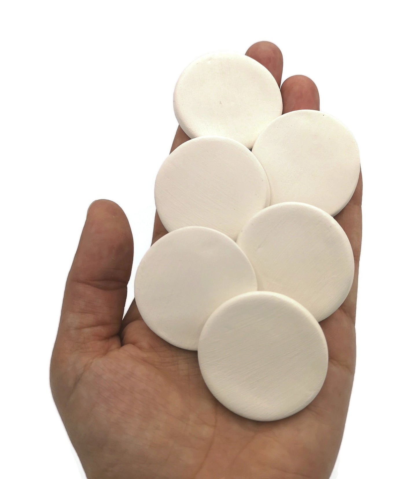 ready to paint small ceramic tiles for table, clay cabochon blanks set, handmade ceramic bisque, round mosaic tiles - Ceramica Ana Rafael