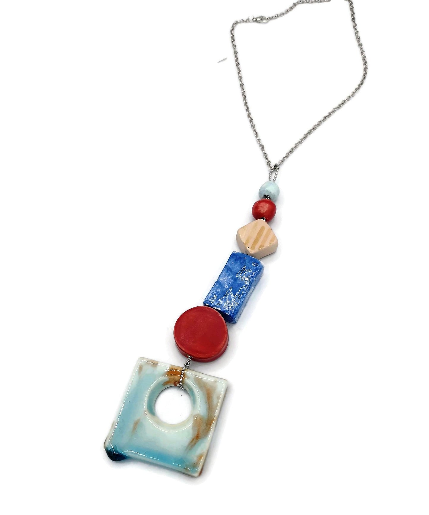 Trendy Statement Necklace Pendant For Women, Aesthetic Birthday Gift For Her, Everyday Necklace, Handmade Ceramic Jewelry Gifts For Her - Ceramica Ana Rafael