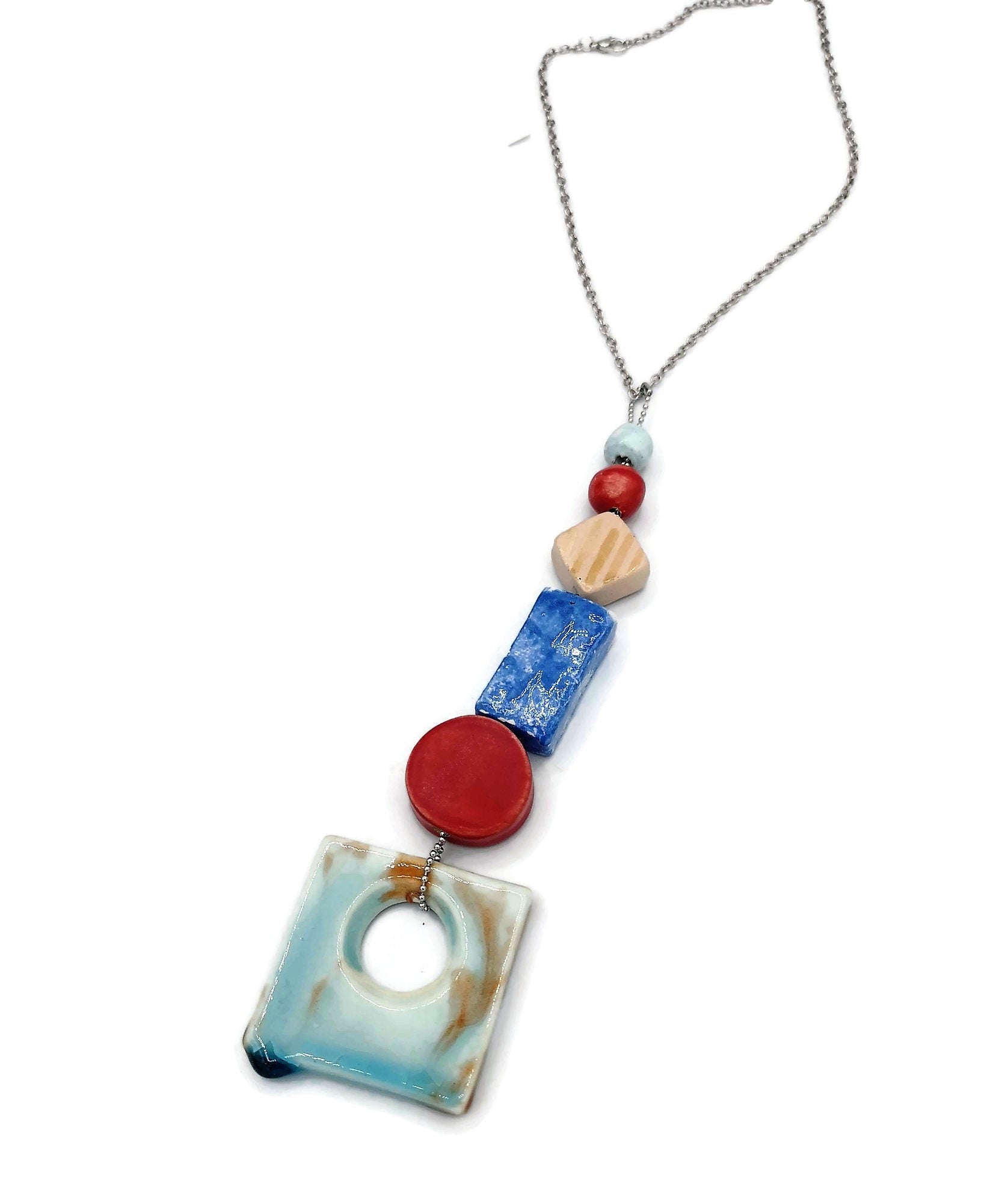 Trendy Statement Necklace Pendant For Women, Aesthetic Birthday Gift For Her, Everyday Necklace, Handmade Ceramic Jewelry Gifts For Her - Ceramica Ana Rafael