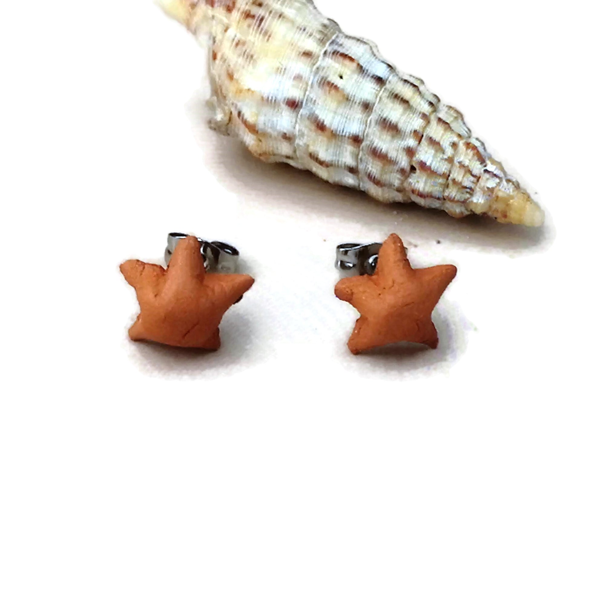 Star Stud Earrings For Women, Minimalist Novelty Cute Stud Earrings Dainty, Best Gifts For Her, Unique Starfish Earrings For Girls - Ceramica Ana Rafael