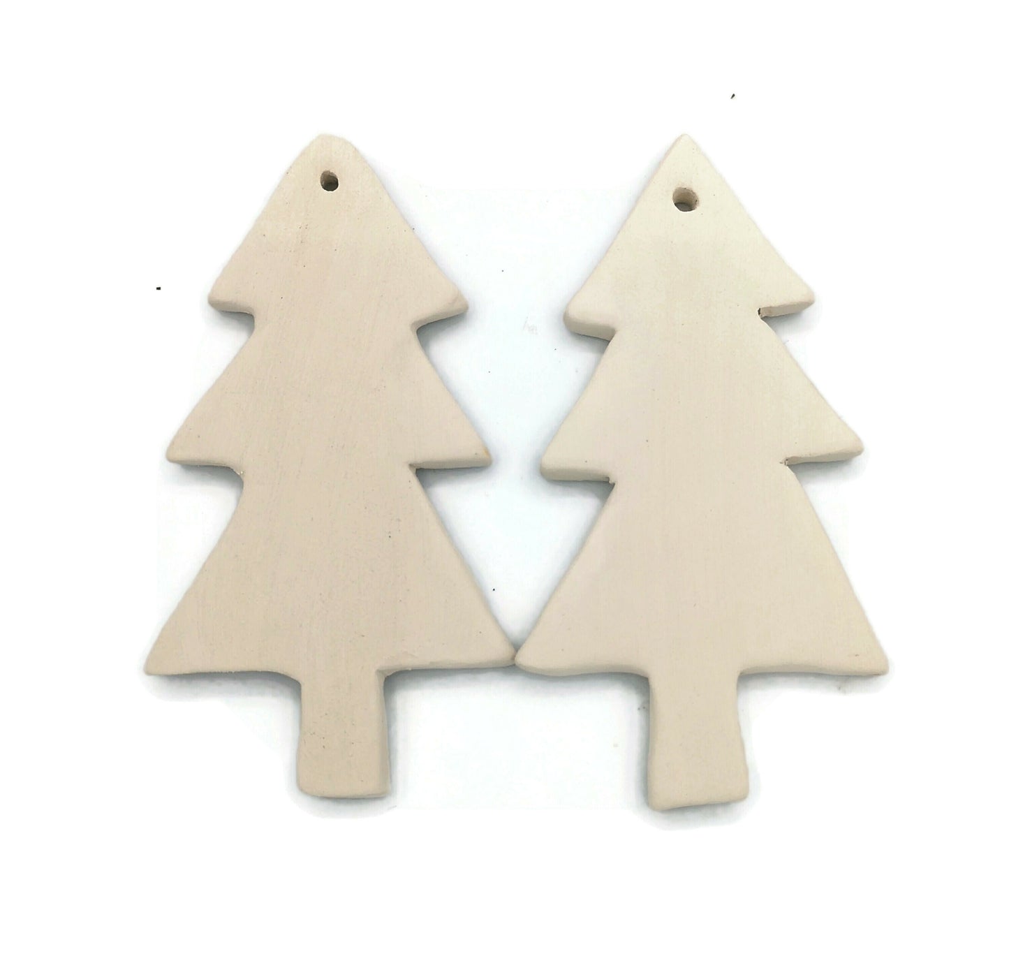 Set Of 2 DIY Ceramic Christmas Tree Ornaments Craft Kit, Unpainted Ceramic Bisque Ready To Paint - Ceramica Ana Rafael