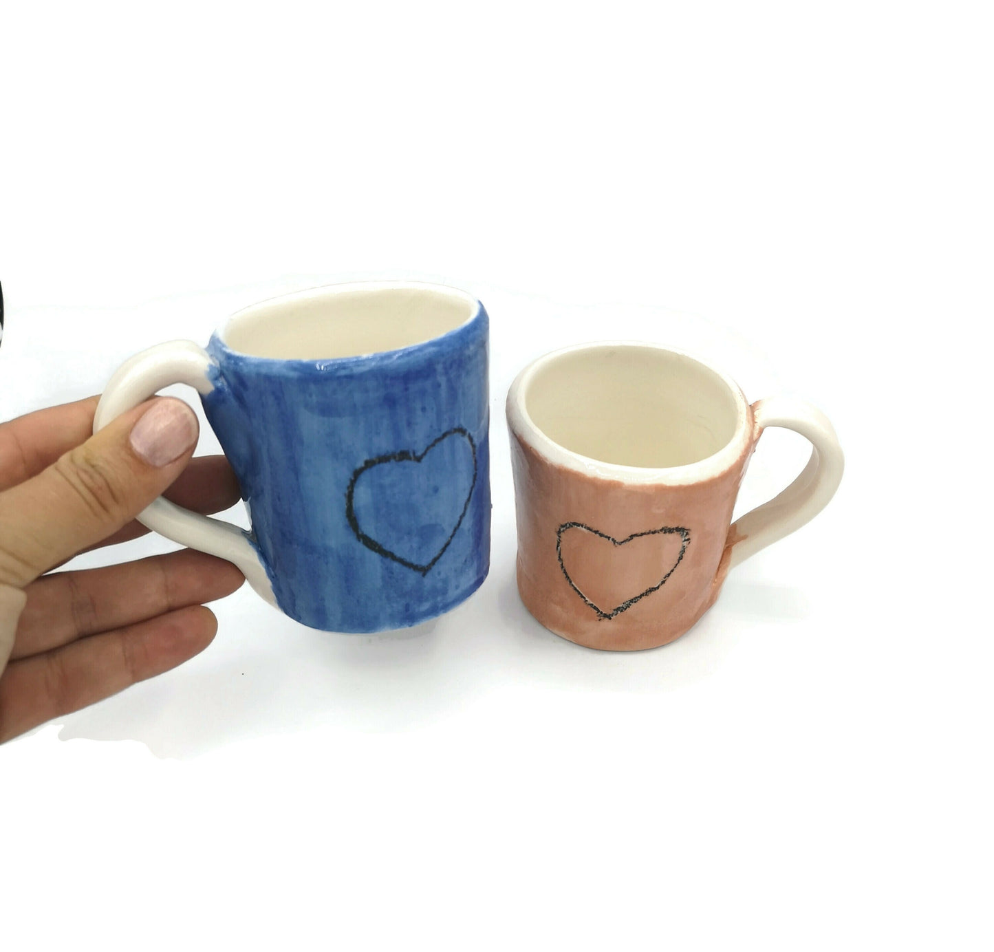 Coffee Mug Set Of 2 Heart Mug, Handmade Ceramic Mug Best Friend Gift, 9 Years Anniversary Gifts For Couple, Pottery Mug - Ceramica Ana Rafael