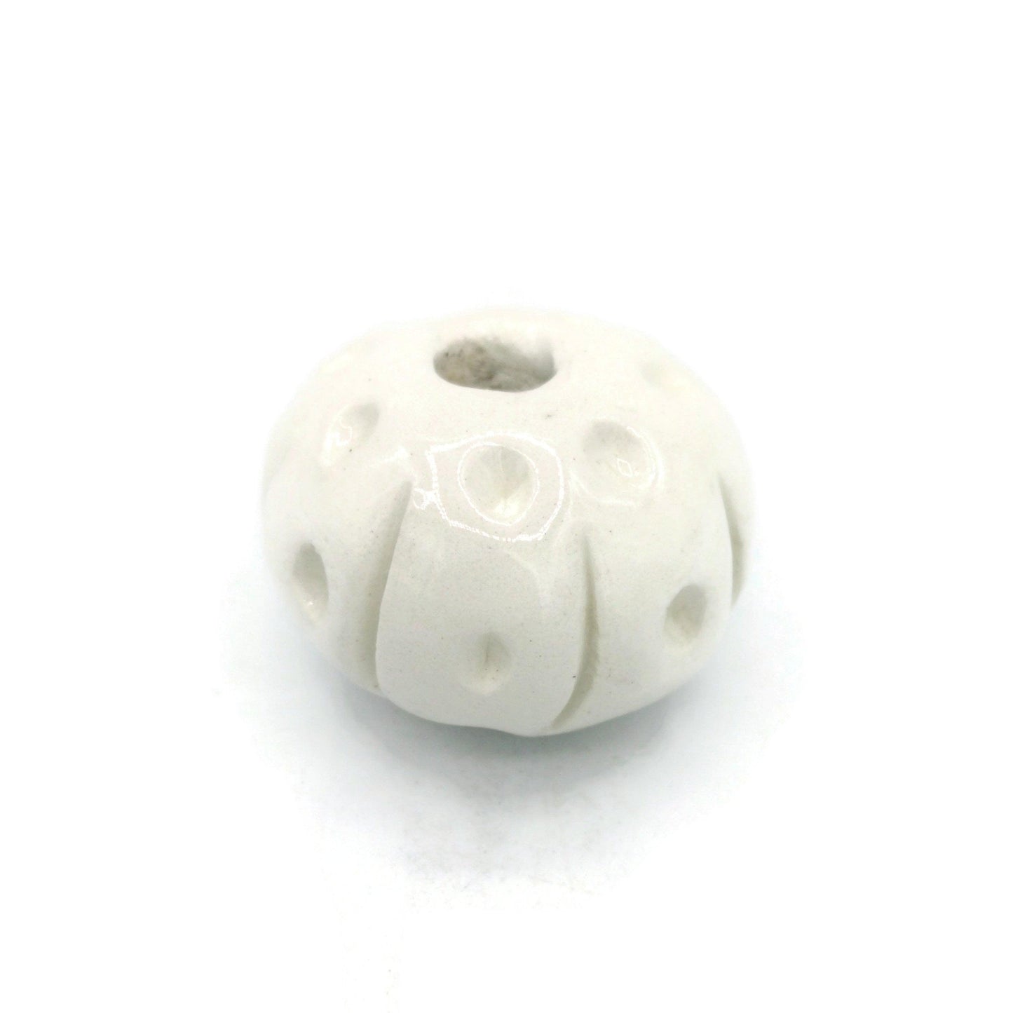 1Pc 35mm White Large Hole Beads, round beads for bracelets, clay beads for jewelry making supplies, best handmade ceramic beads for macrame - Ceramica Ana Rafael