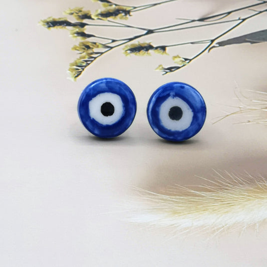 Mens Cufflinks For Groom, 9th Anniversary Gift For Him Evil eye Talisman, Fathers Day Gift From Daughter, Dad Birthday Gift - Ceramica Ana Rafael