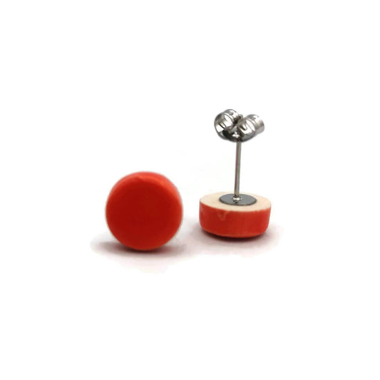 Simple Stud Earrings For Women, Ceramic Orange Earrings, Tiny Stud Earrings, Aesthetic Handmade Jewelry Minimal Best Gifts For Her - Ceramica Ana Rafael