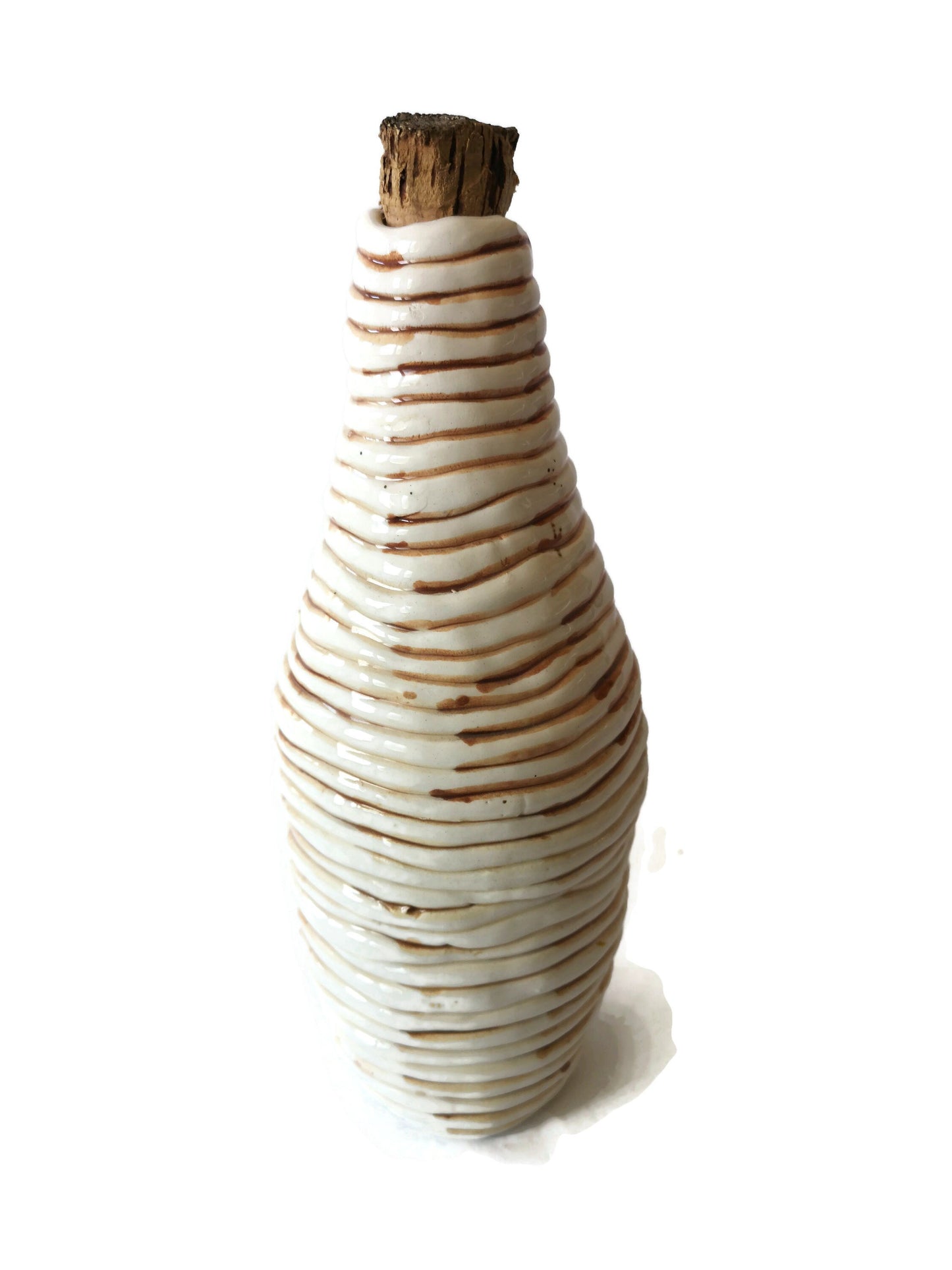 CERAMIC BOTTLES, DECORATIVE Bottles With Cork Stopper, Handmade Host Gift For Mom with Antique Look - Ceramica Ana Rafael