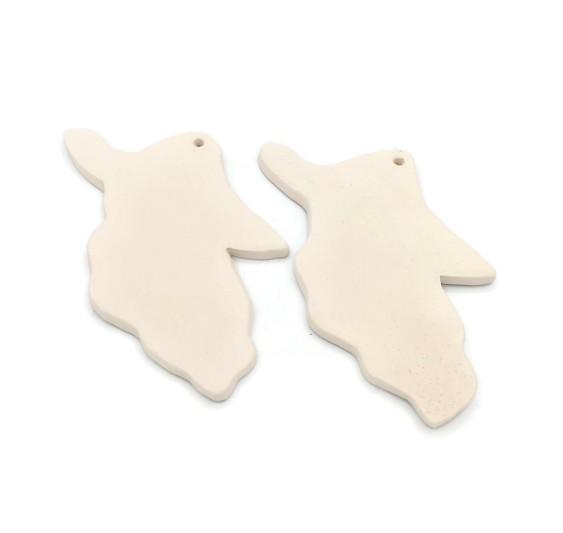 2Pc Handmade Blank Ghost Ceramic Bisque DIY Halloween Home Decor Tree Ornaments - Ceramica Ana Rafael