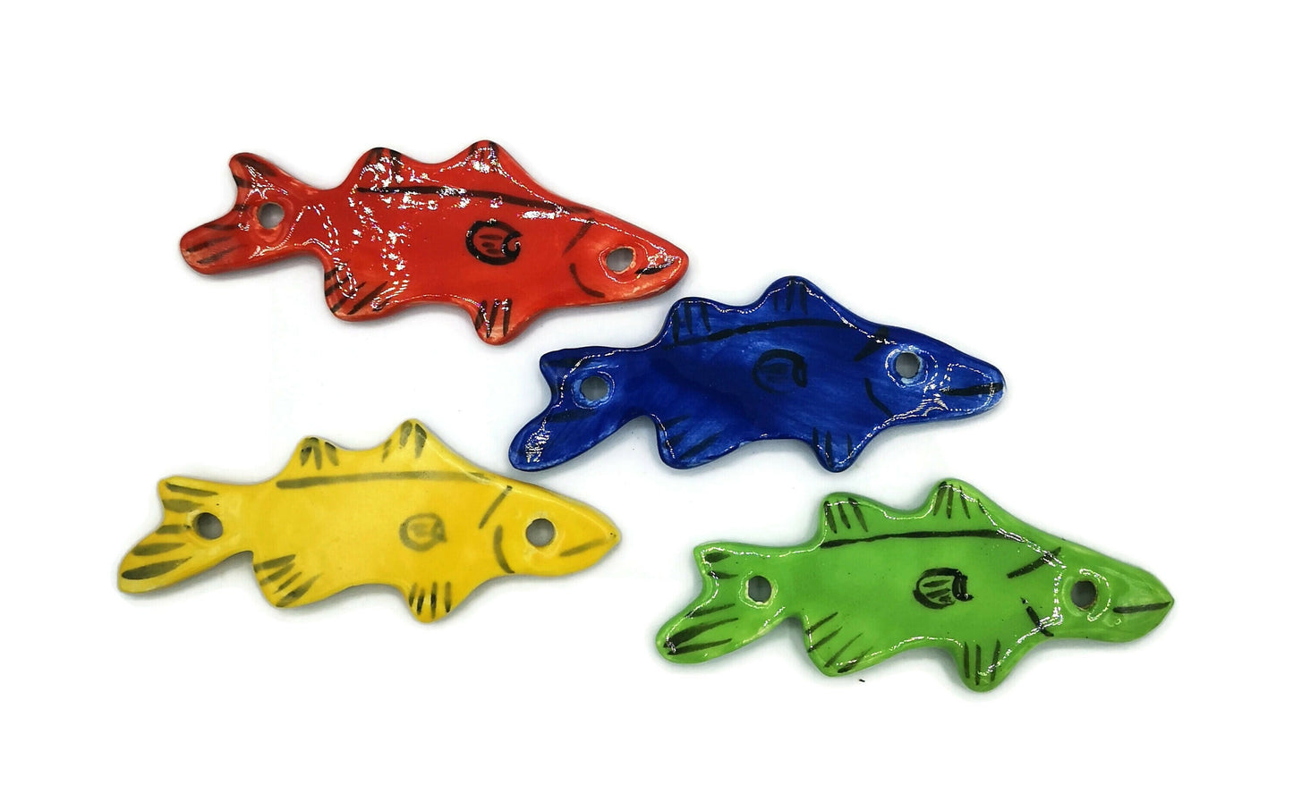 Unique Jewelry Clay Charms For Jewelry Making, olorful Fish Pendant, Handmade Ceramics Pendant Necklace Best Sellers Jewelry Connector - Ceramica Ana Rafael