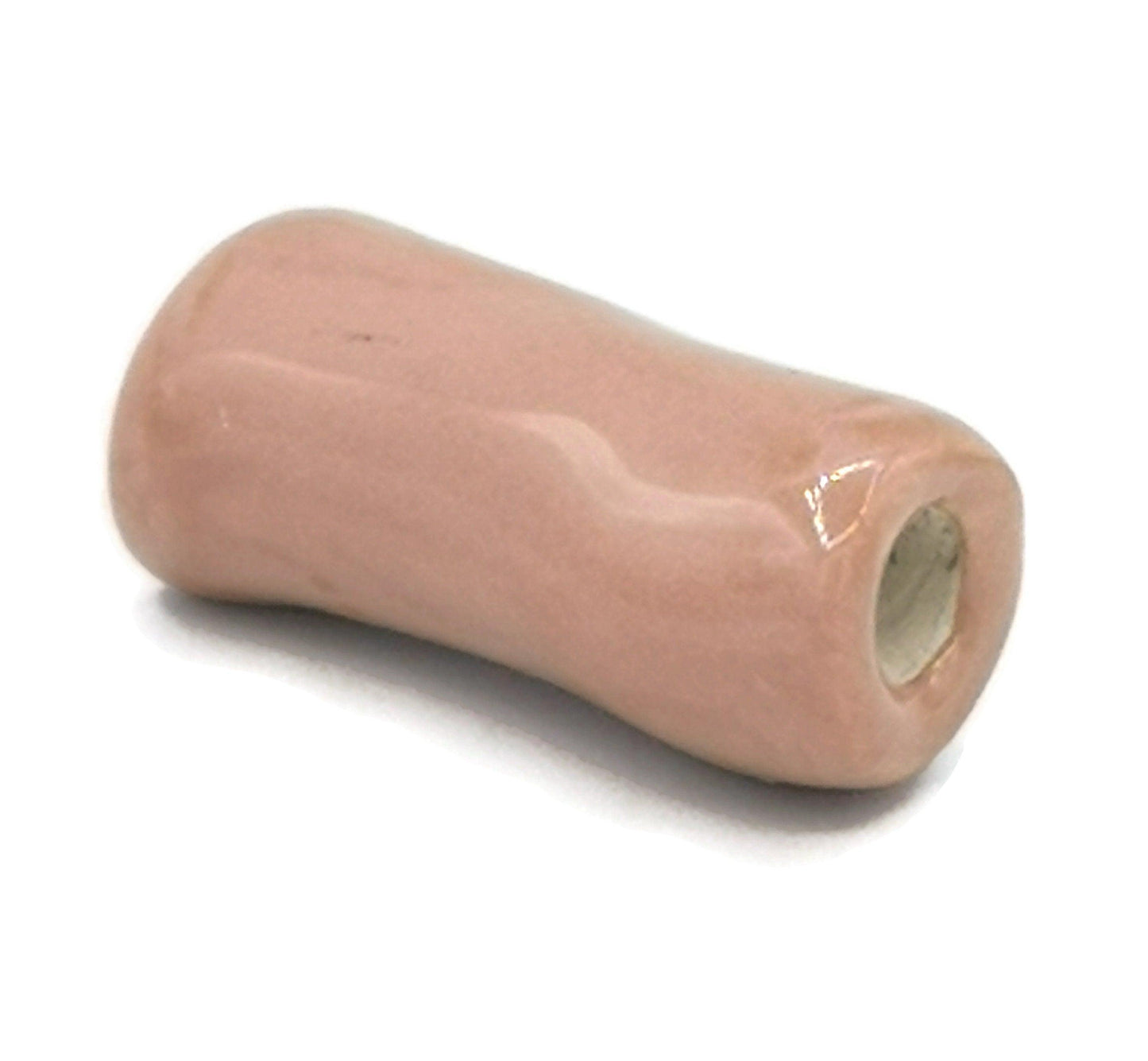 1Pc 30mm Tube Beads For Jewelry Making, Coral Pink Handmade Ceramic Macrame Beads Large Hole 5mm, Unique Long Unusual Artisan Craft Supplies - Ceramica Ana Rafael