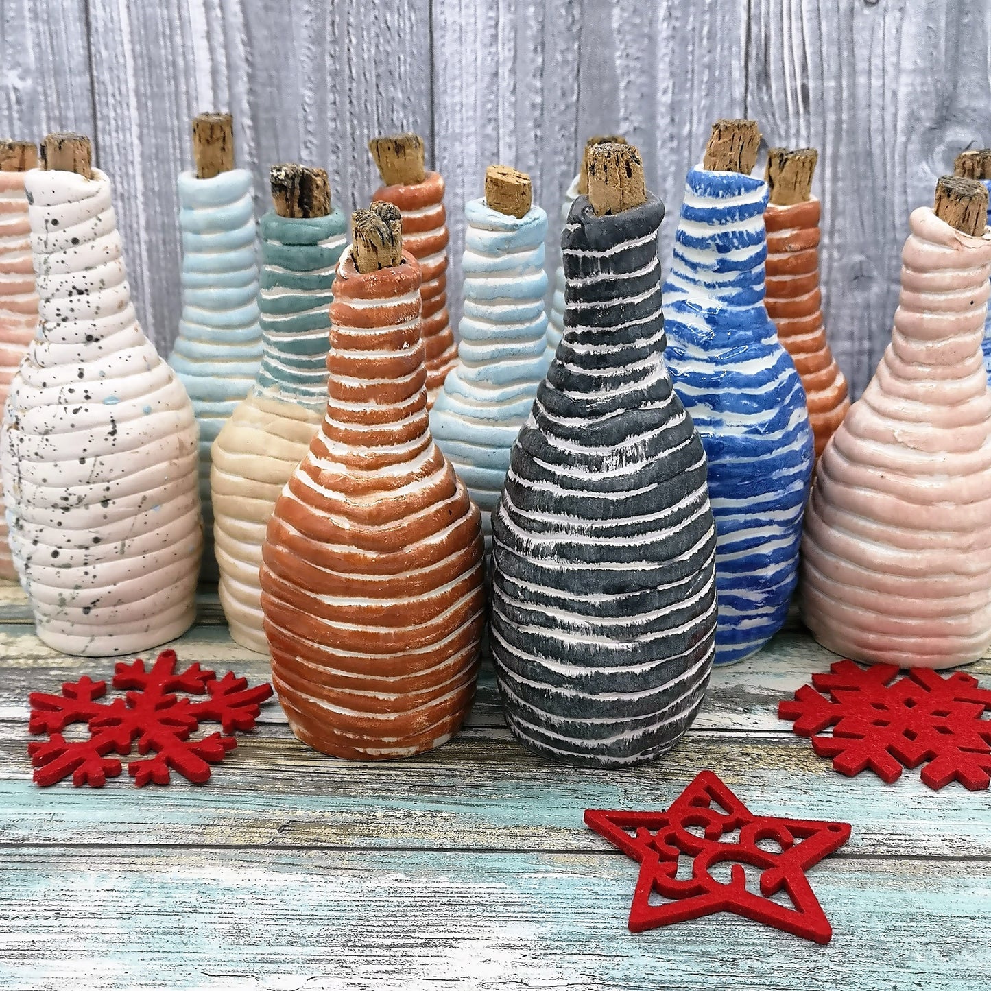 SMALL CERAMIC BOTTLE, Decorative Bottles, Charming Ceramic Bottle With A Natural Cork Stopper, Drinking Bottle 9th Anniversary Gift - Ceramica Ana Rafael