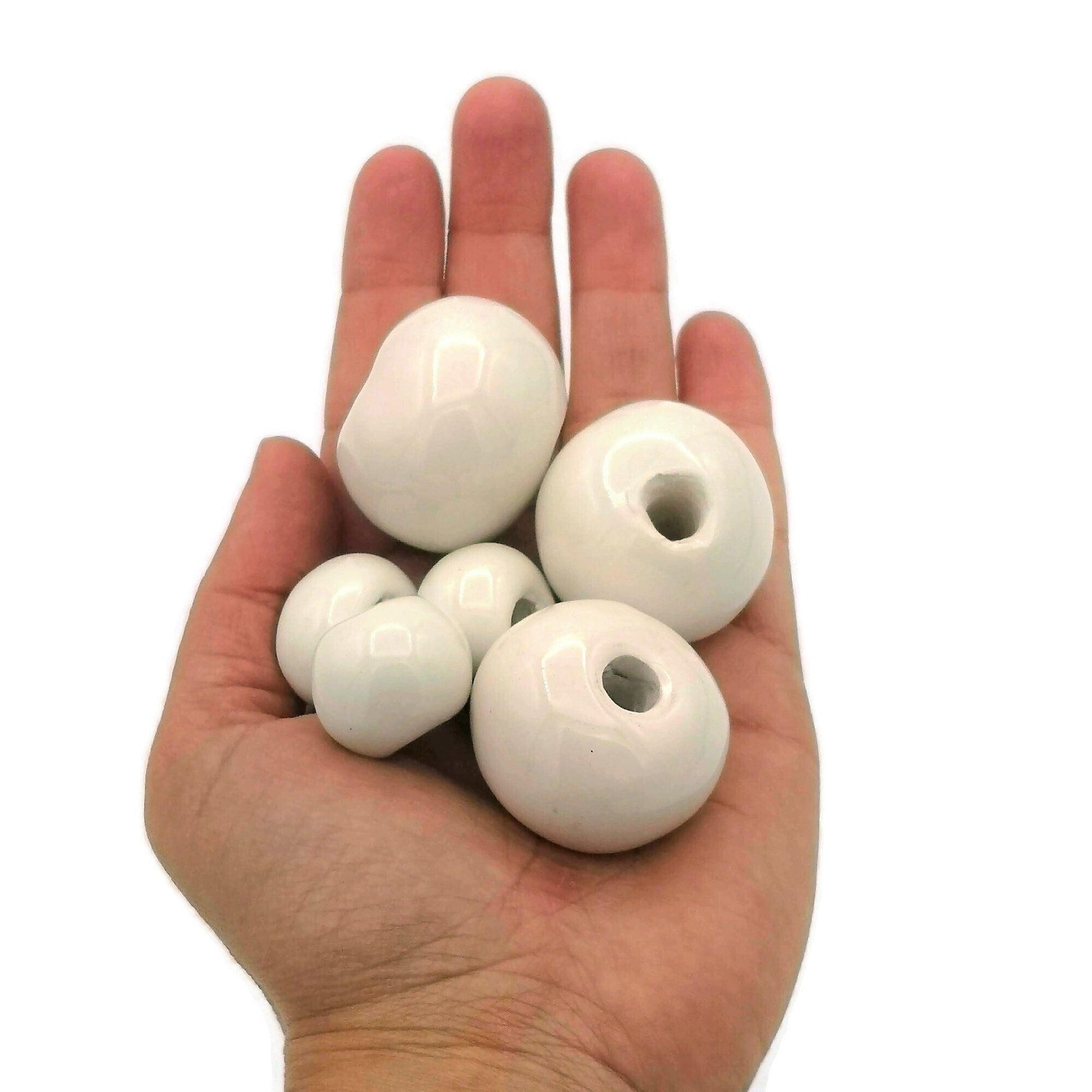 1Pc Blue Handmade Ceramic Macrame Bead Large Hole, Unique Clay Beads For jewelry Making Supplies, Extra Large Focal Point Beads For Crafts - Ceramica Ana Rafael