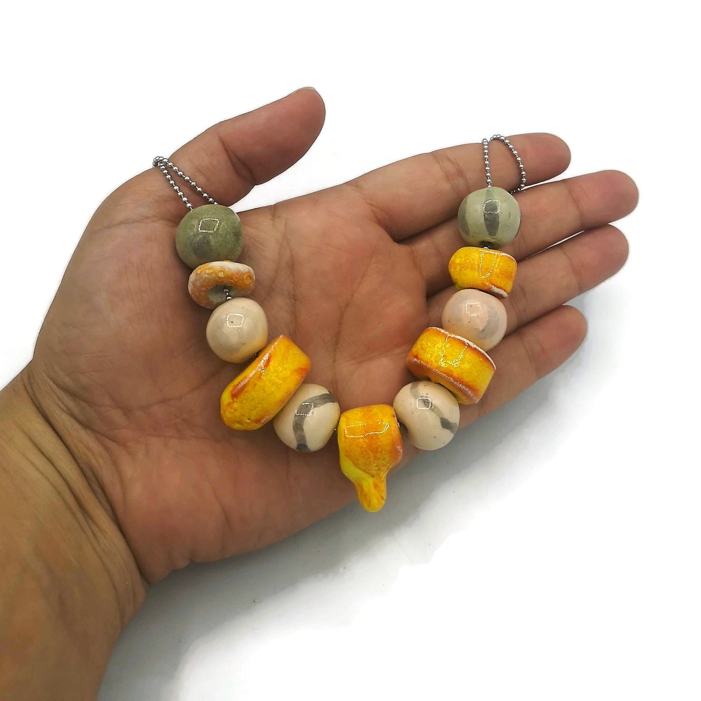 Colorful Beaded Necklace, Statement Aestethic Necklace, Mothers Day Gift From Daughter, Best Gifts For Her, 9th Aniversary Gift For Wife - Ceramica Ana Rafael