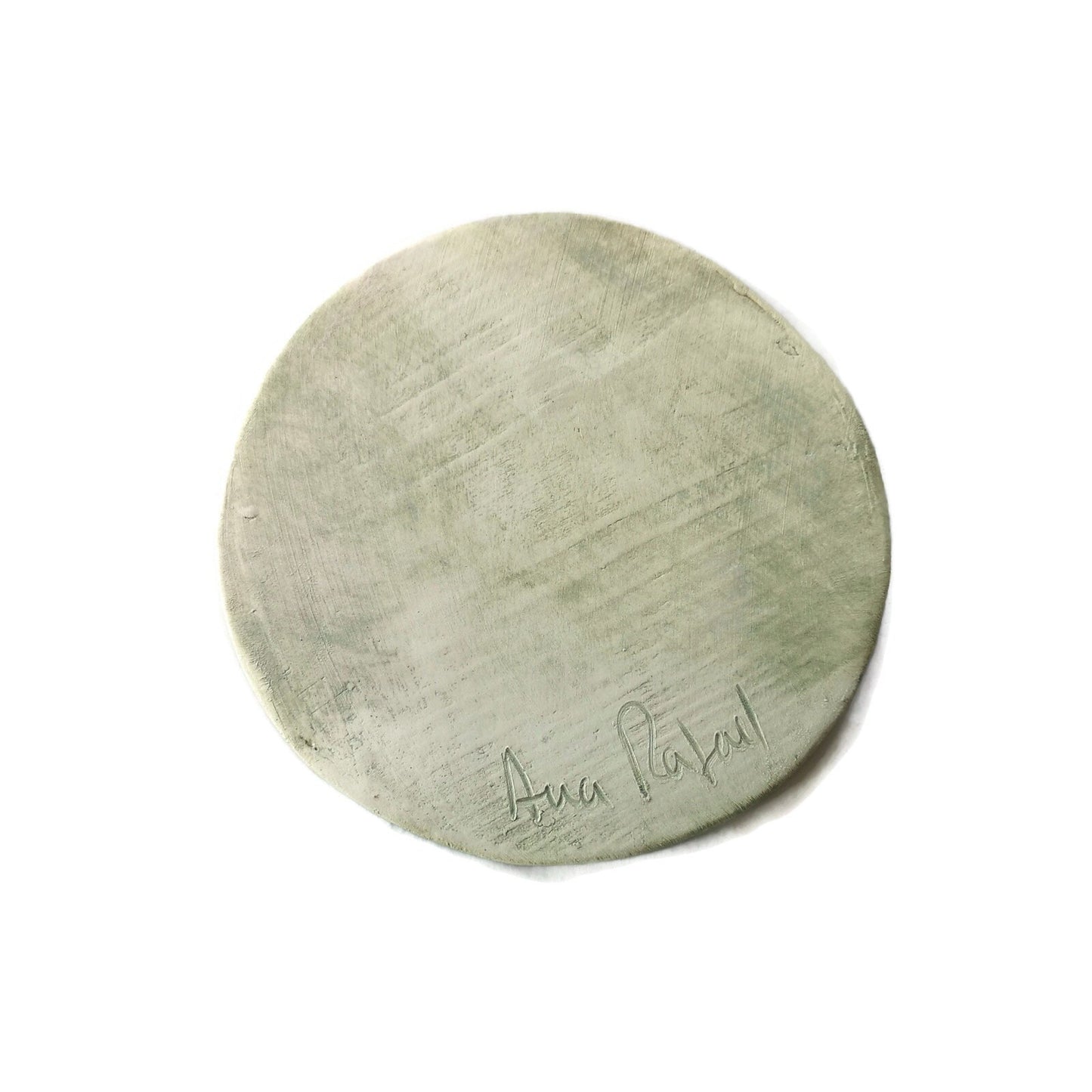 3Pcs Round Botanical Handmade Ceramic Coasters Set, Green Modern Coffee Coaster For Office Desk Accessories, Housewarming Gift For Men - Ceramica Ana Rafael