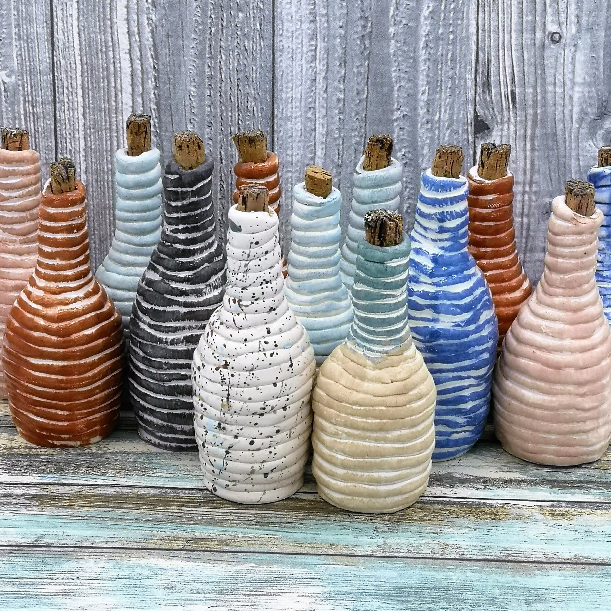 SMALL CERAMIC BOTTLE, Decorative Bottles, Charming Ceramic Bottle With A Natural Cork Stopper, Drinking Bottle 9th Anniversary Gift - Ceramica Ana Rafael