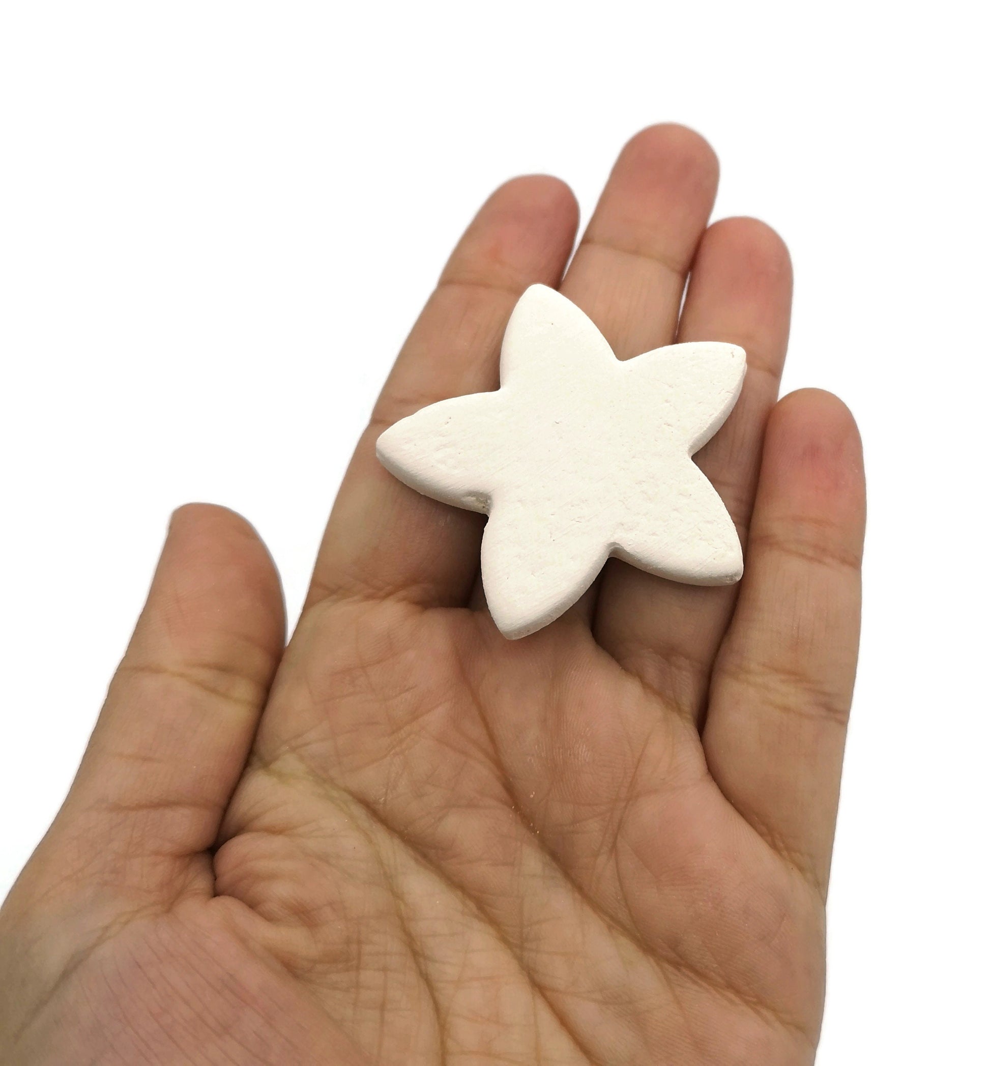 6Pc 45mm Small Ceramic Tiles Star Shaped, Tiny Mosaic Tiles For Crafts, Unpainted Ceramic Bisque Ready To Paint, Best Sellers Handmade - Ceramica Ana Rafael