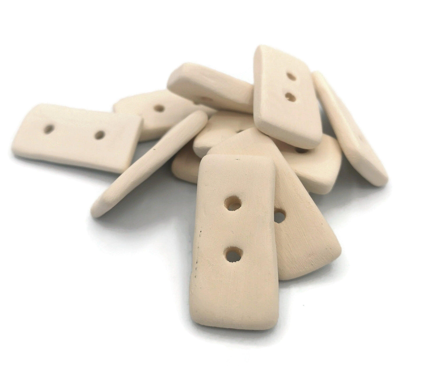 10Pcs Handmade Ceramic Bisque Buttons Ready To Paint, Artisan Blank Rectangle Shaped Sewing Buttons, Diy Craft Kit Gifts For Adults - Ceramica Ana Rafael