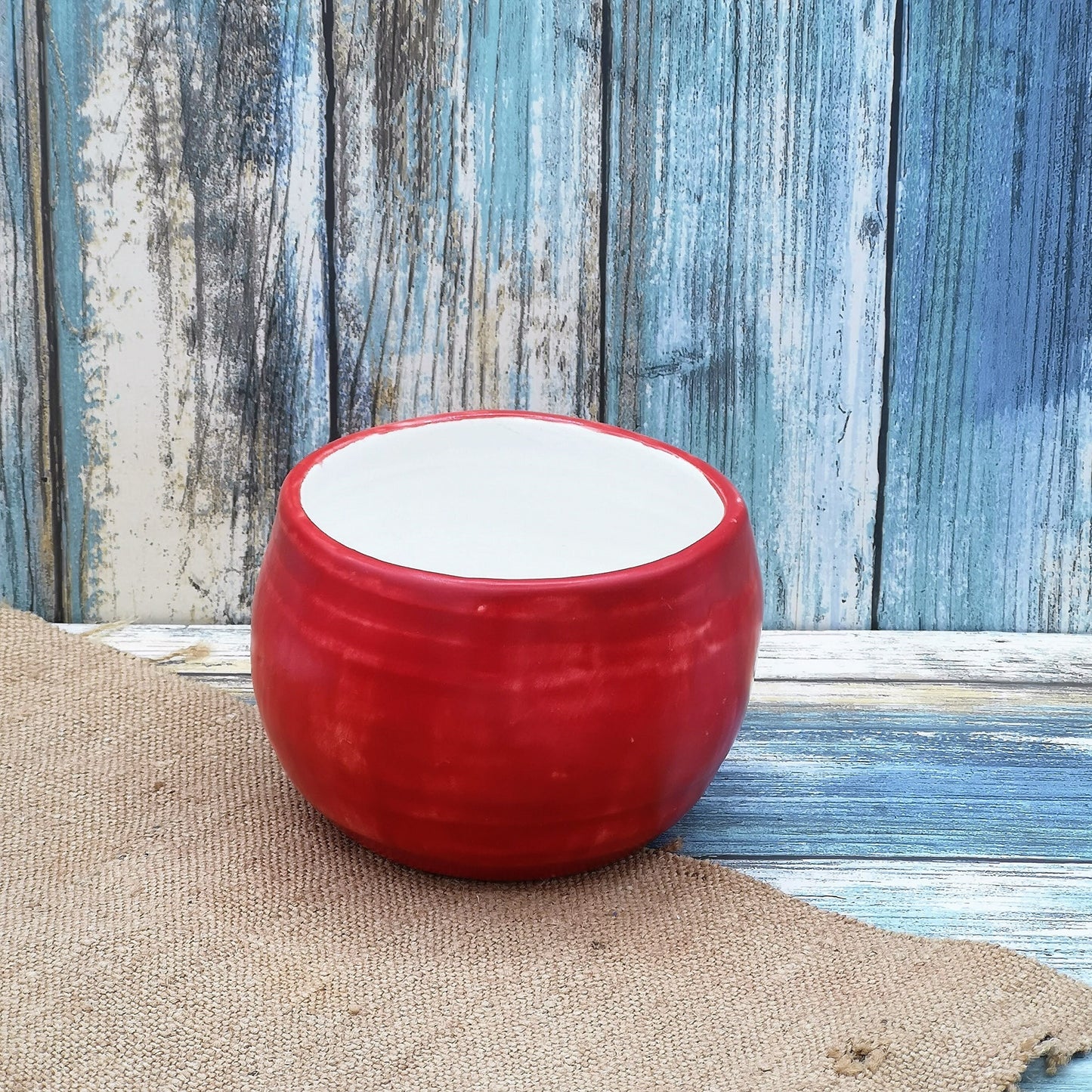 Handmade Ceramic Matte Red Mug, Unique Coffee Cup Without Handle, Large Hand Made Mug For Christmas Coffee Lovers Gifts - Ceramica Ana Rafael