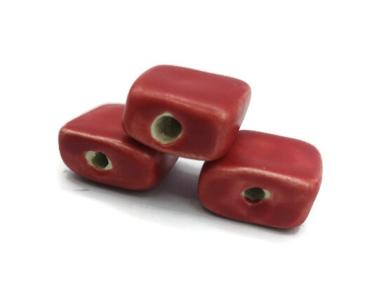 Square Beads, Handmade Ceramic Beads, Craft Beads, Set of 3 Assorted Flat Square Beads Decorative For Jewelry Making, Most Sold Items - Ceramica Ana Rafael