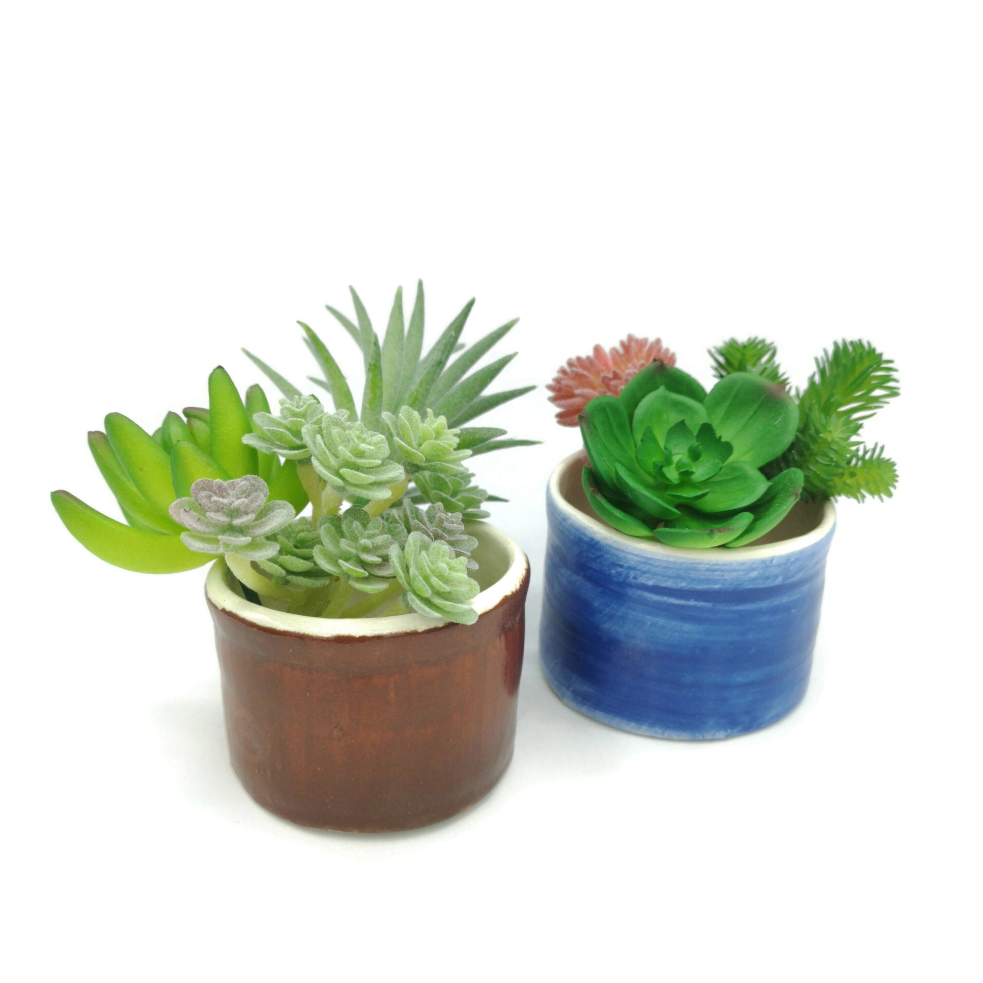 Set of 2 Handmade Ceramic Planter, Office Desk Accessories for Women Trending Now, Small Succulent Pot, Mom Birthday Gift From Daughter Vase - Ceramica Ana Rafael