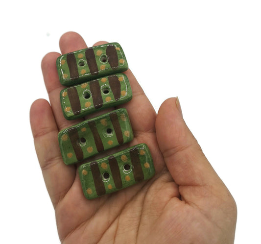 4Pc 40mm Handmade Ceramic Extra Large Buttons Rectangle Shape, Coat Button For Crafts, Fancy Jacket Buttons, Sewing Supplies And Notions - Ceramica Ana Rafael