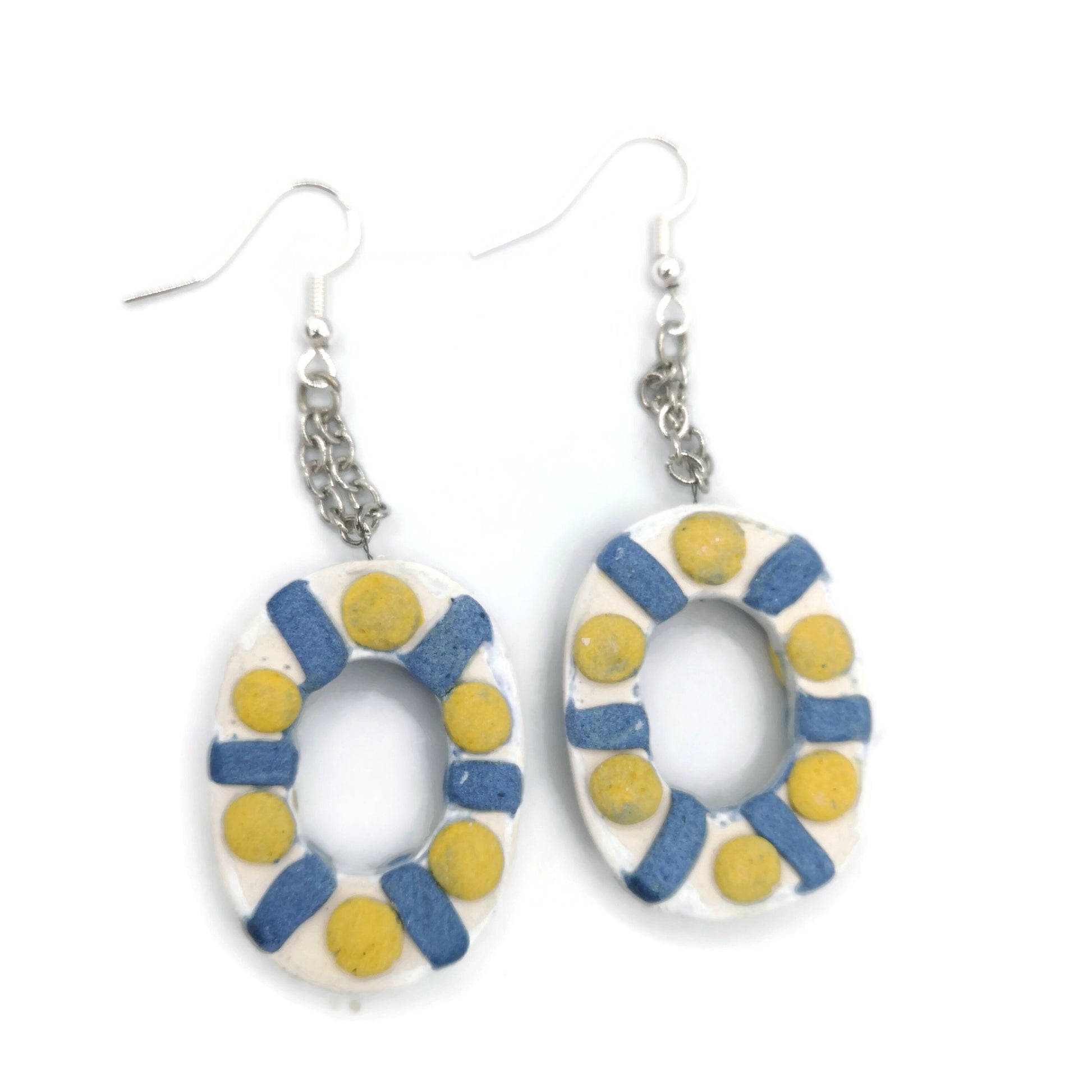 STATEMENT EARRINGS DANGLE, Clay Earrings, Handmade Ceramic Aesthetic Earrings, Dangle Earrings For Mom Birthday Gift From Daughter - Ceramica Ana Rafael