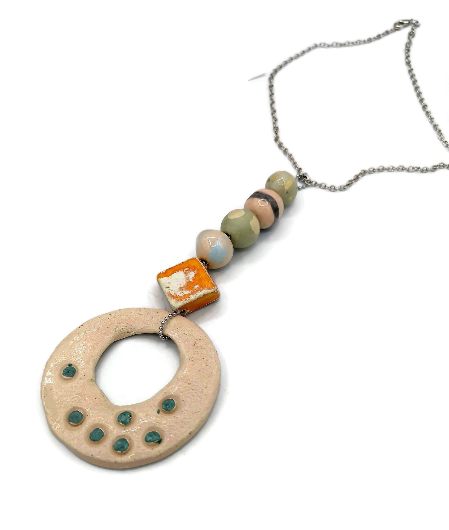 BOHO PENDANT NECKLACE, Trendy Aesthetic Necklace, Statement Jewelry Gift For Her, Everyday Necklace - Ceramica Ana Rafael