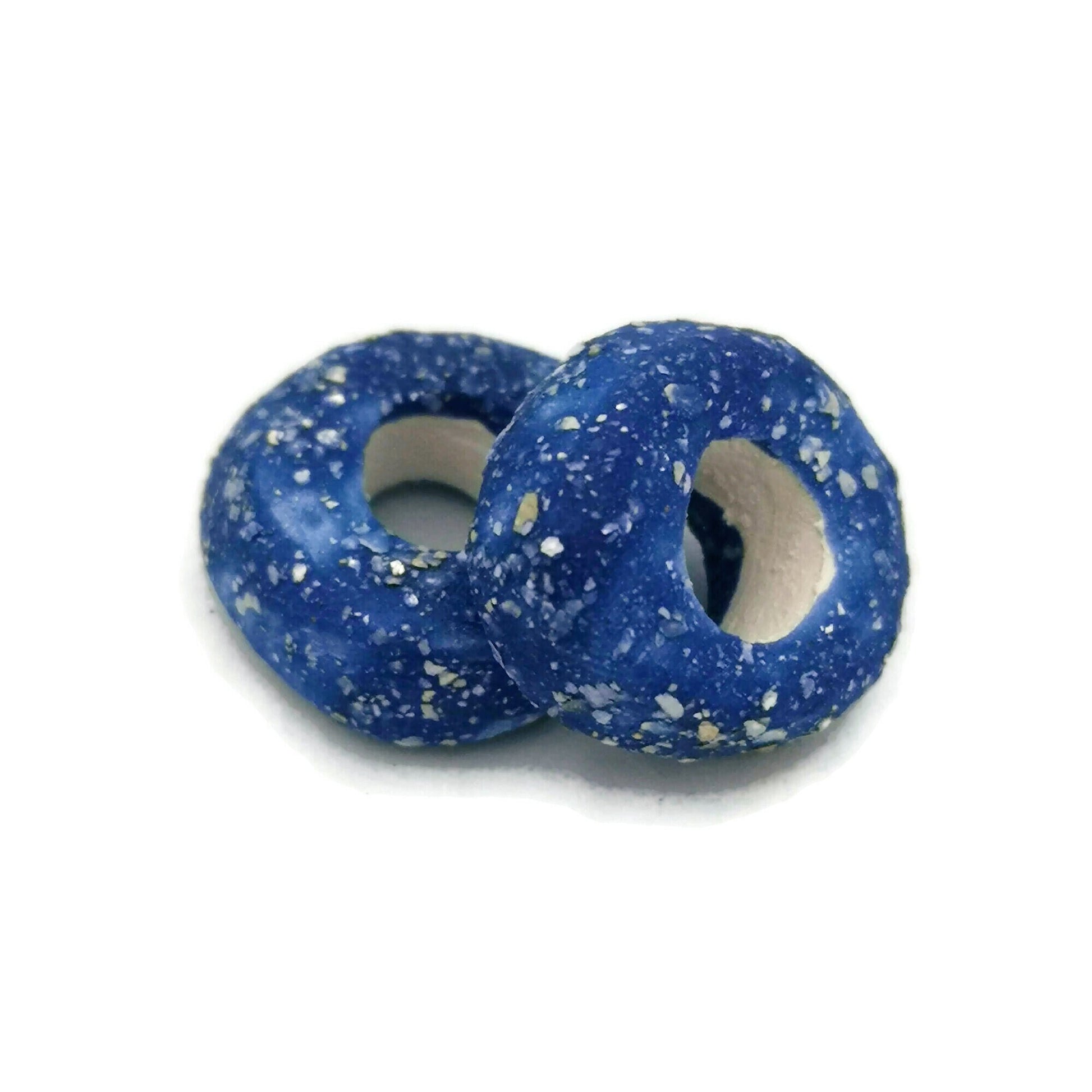 7 Pcs Clay Beads Large Hole, Handmade Ceramic Beads Jewelry Making, Porcelain Dreadlock Beads, Unique Donut Bead Unusual - Ceramica Ana Rafael