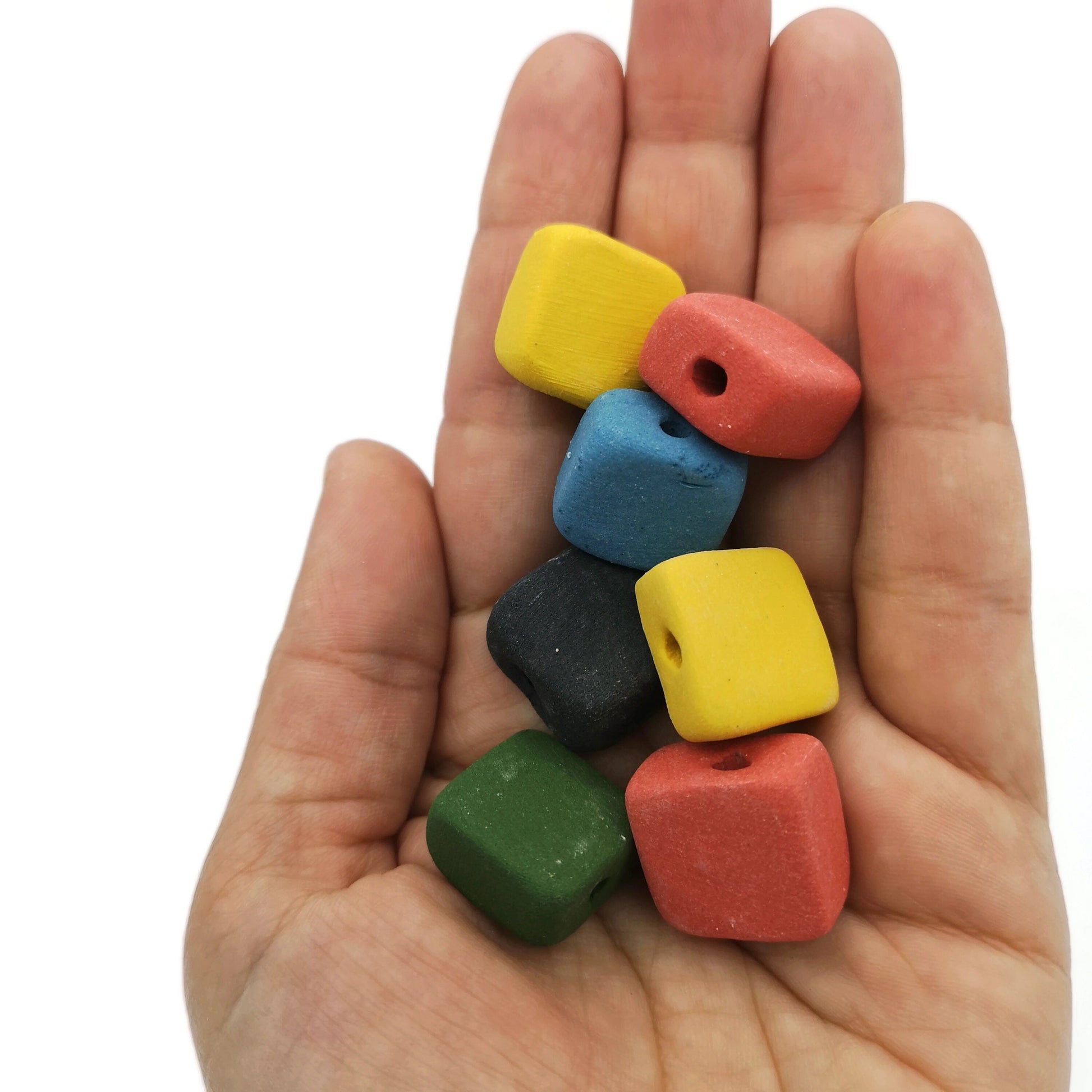 6Pc 15mm Ceramic Beads For Jewelry Making, Matte Assorted Beads For Bracelet, Clay Beads For Crafts, Handmade Macrame Beads Large Hole 2mm - Ceramica Ana Rafael