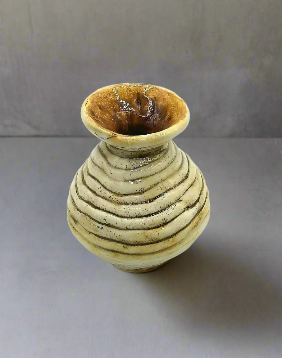 Handmade Textured Ceramic Vase – Organic Pottery Sculpture for Home Décor