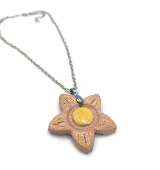 Flower Pendant Necklace, Cute Mothers Day Gift Statement Chocker Necklace, Kawaii Jewelry Best Gift For Her, Mom Birthday Gift From Daughter - Ceramica Ana Rafael
