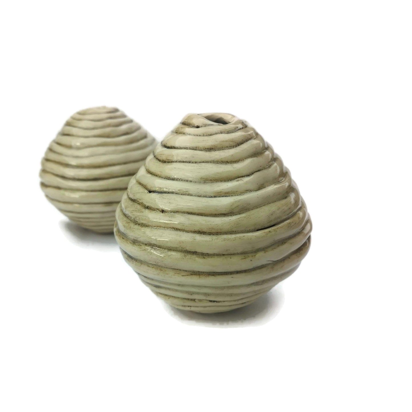 1Pc Handmade Ceramic Beads, Giant Macrame Beads 12cm/4.7in Diameter, Textured Round Ball Ornaments Large Hole Beads, Clay Beads - Ceramica Ana Rafael