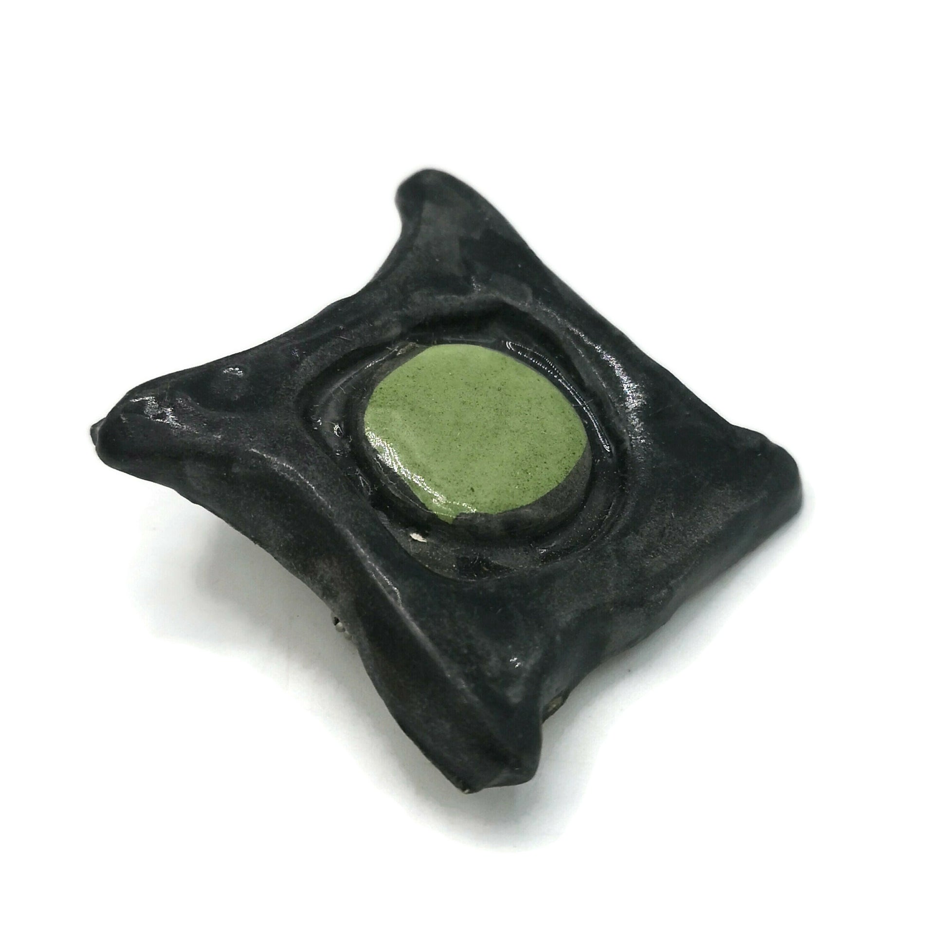 Black or Red Handmade Ceramic Brooch With Irregular Shape, Unique Brooch For Women, Hand Painted Clay Scarf Brooch Gift For Wife - Ceramica Ana Rafael