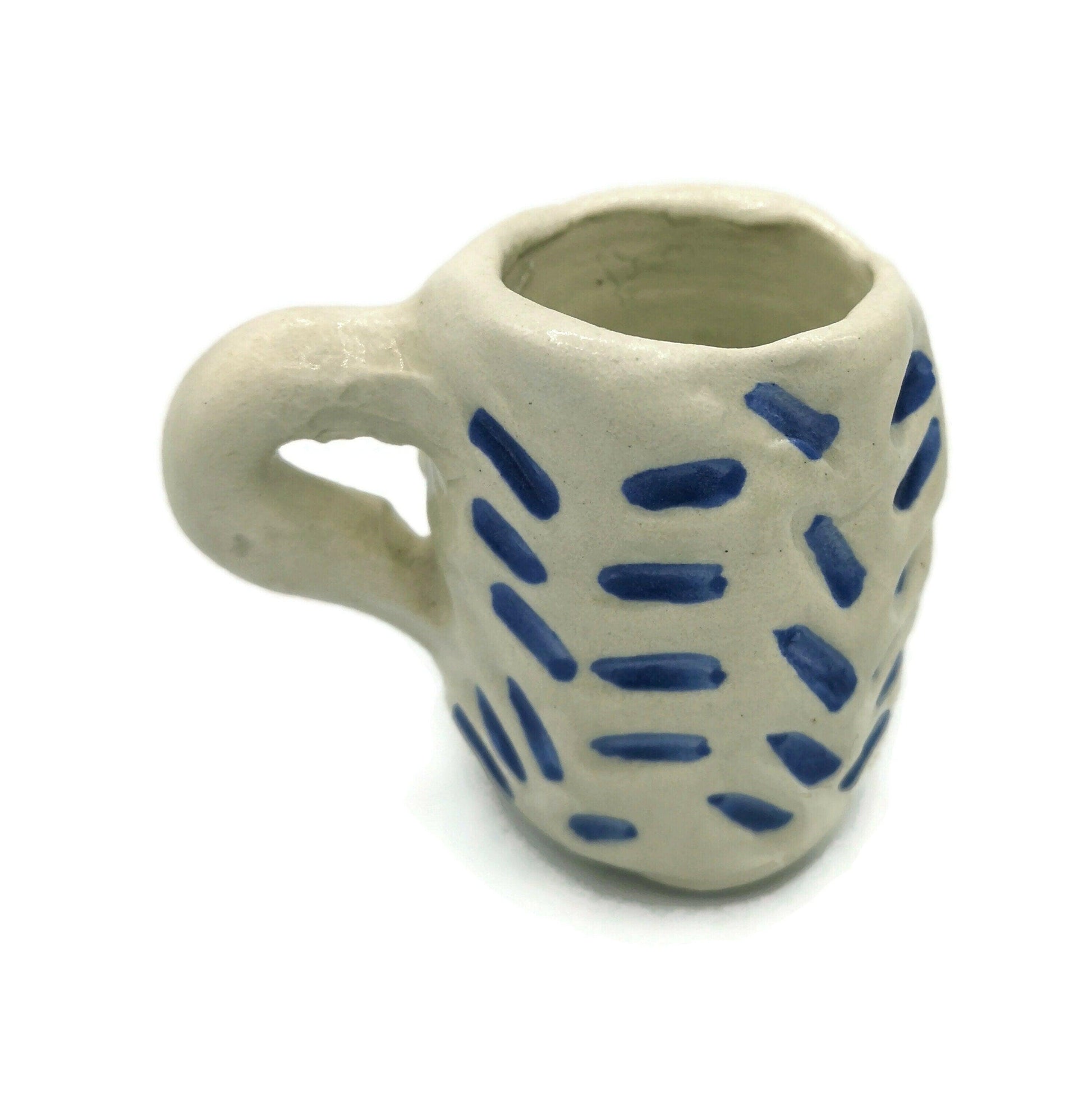 1Pc Handmade Ceramic Espresso Cup White and Blue, Funny Shot Glass Fathers Day Gift From Daughter, Mug Birthday Step Dad Gift Best Sellers - Ceramica Ana Rafael