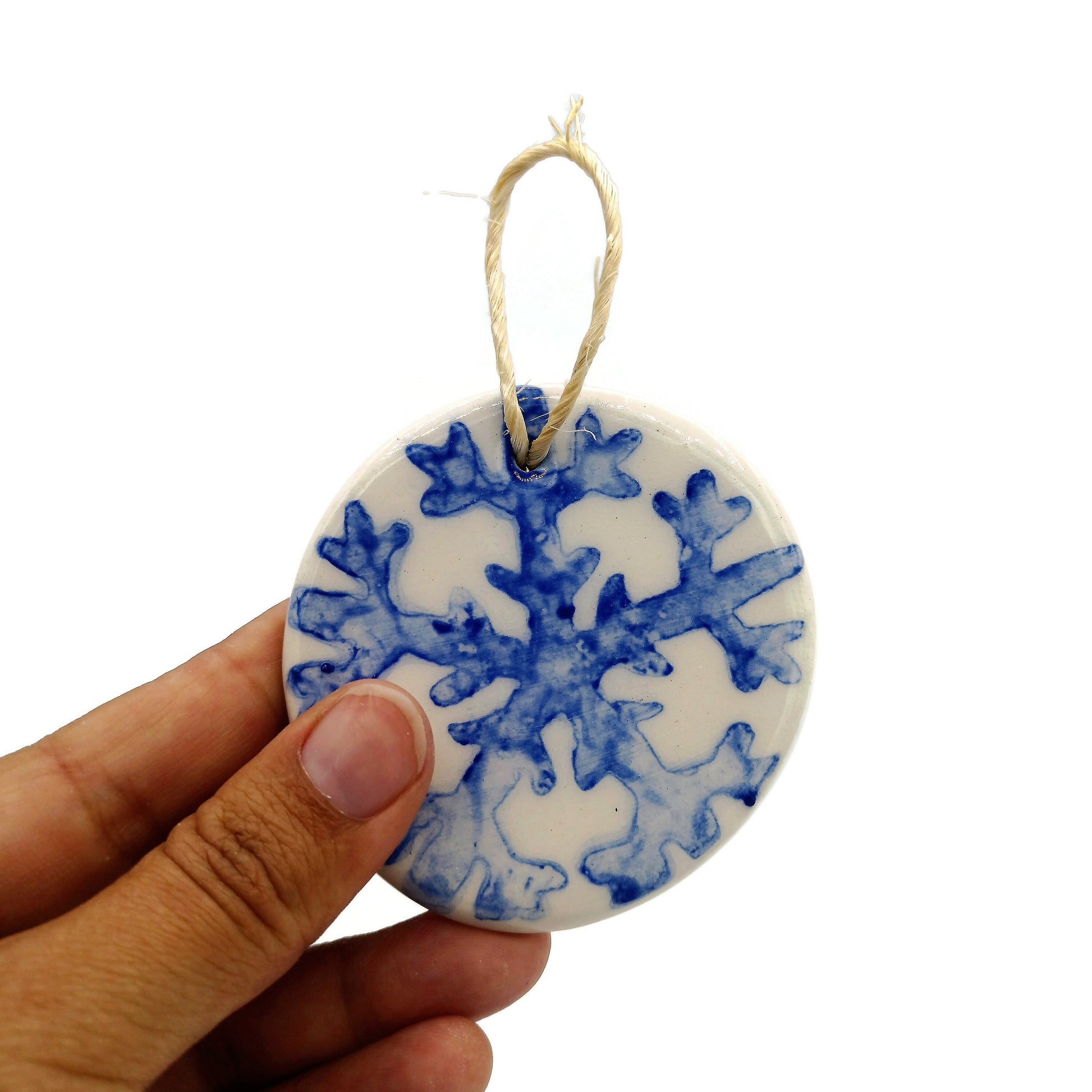 ceramic snowflake ornament, Christmas Presents, mom christmas gift, clay wall hanging, hostess gifts for friend, Clearance Items - Ceramica Ana Rafael