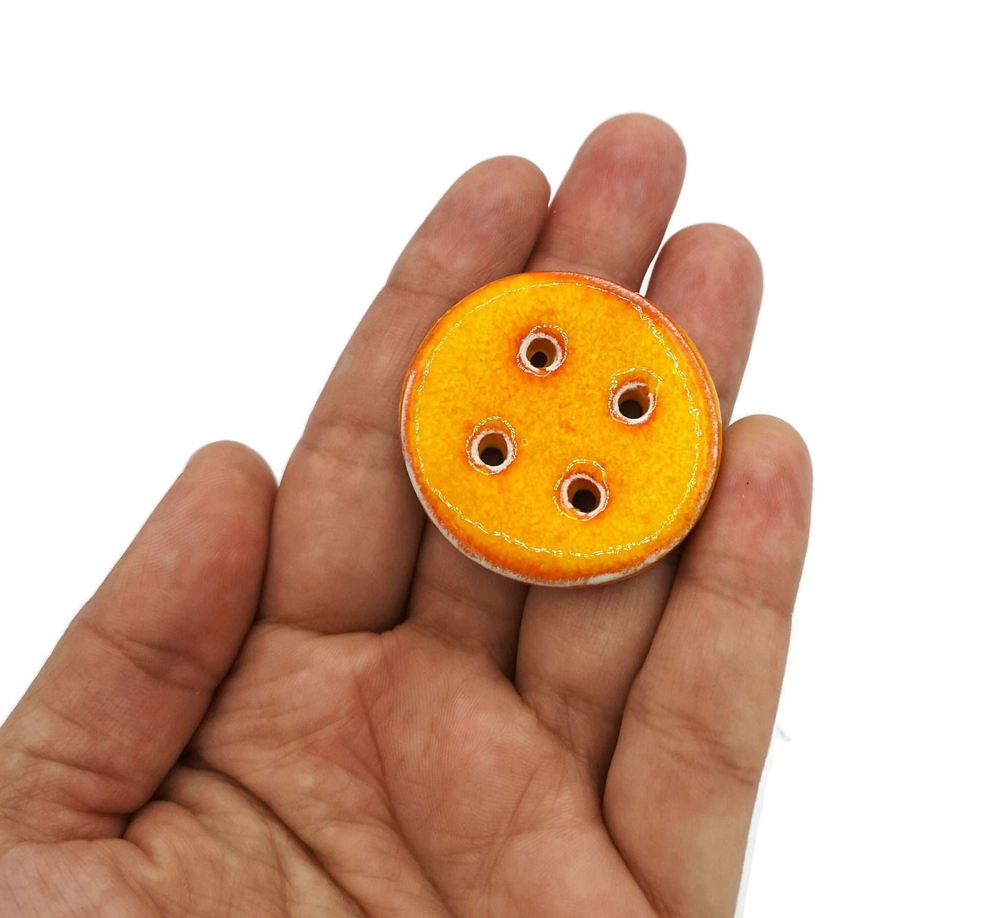 1Pc Extra Large Sewing Buttons Handmade Ceramic Novelty Buttons 40mm, Unique Round Buttons For Coat